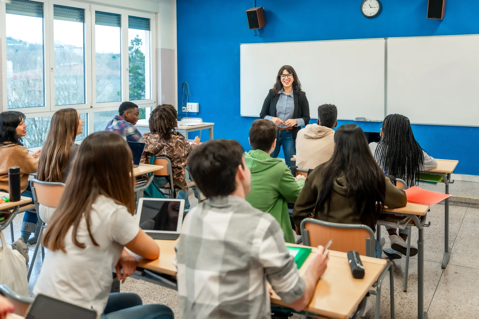 High School Classroom With Technology
