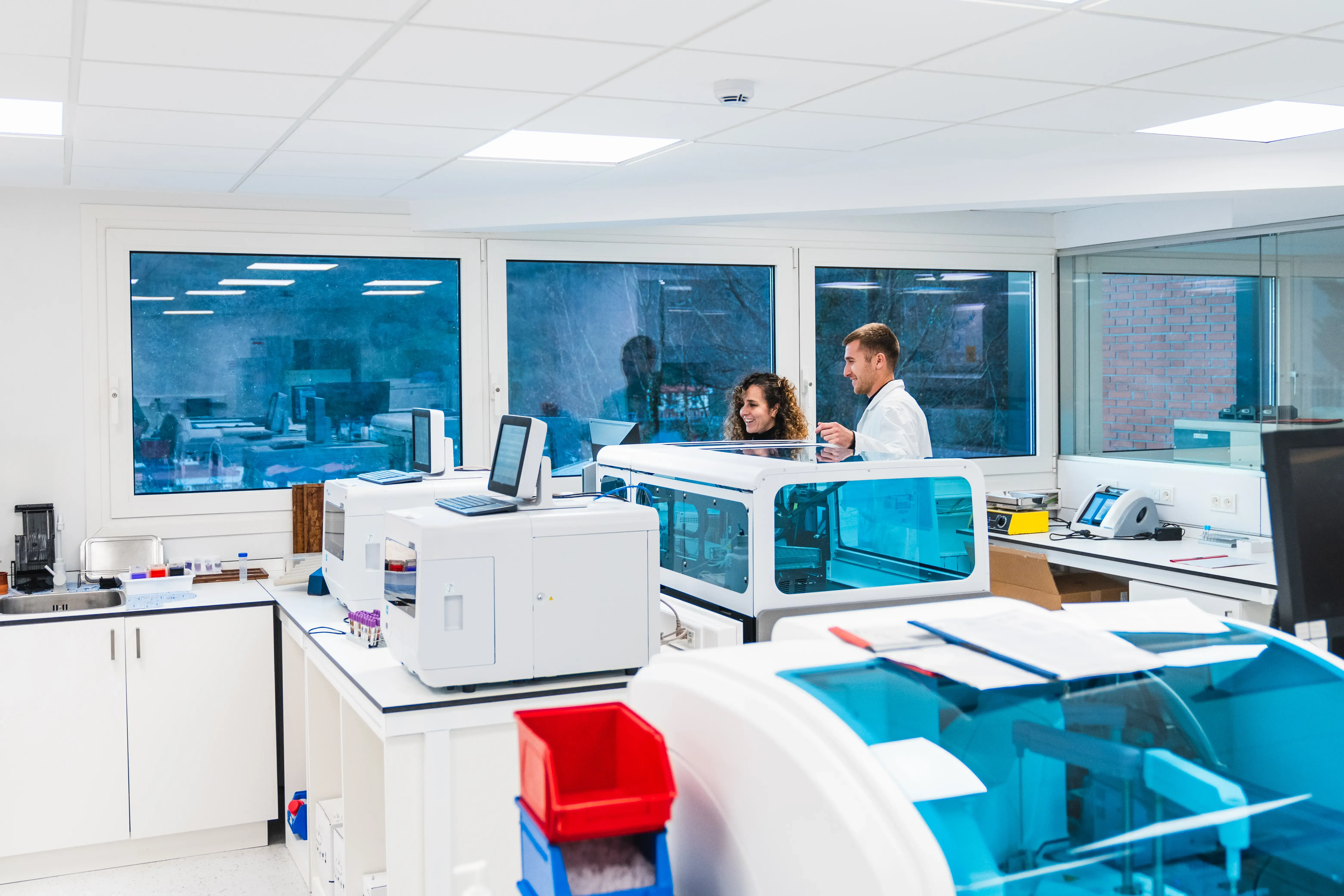 Clinical laboratory technicians analyzing blood sa 2025 03 08 09 23 13 utc