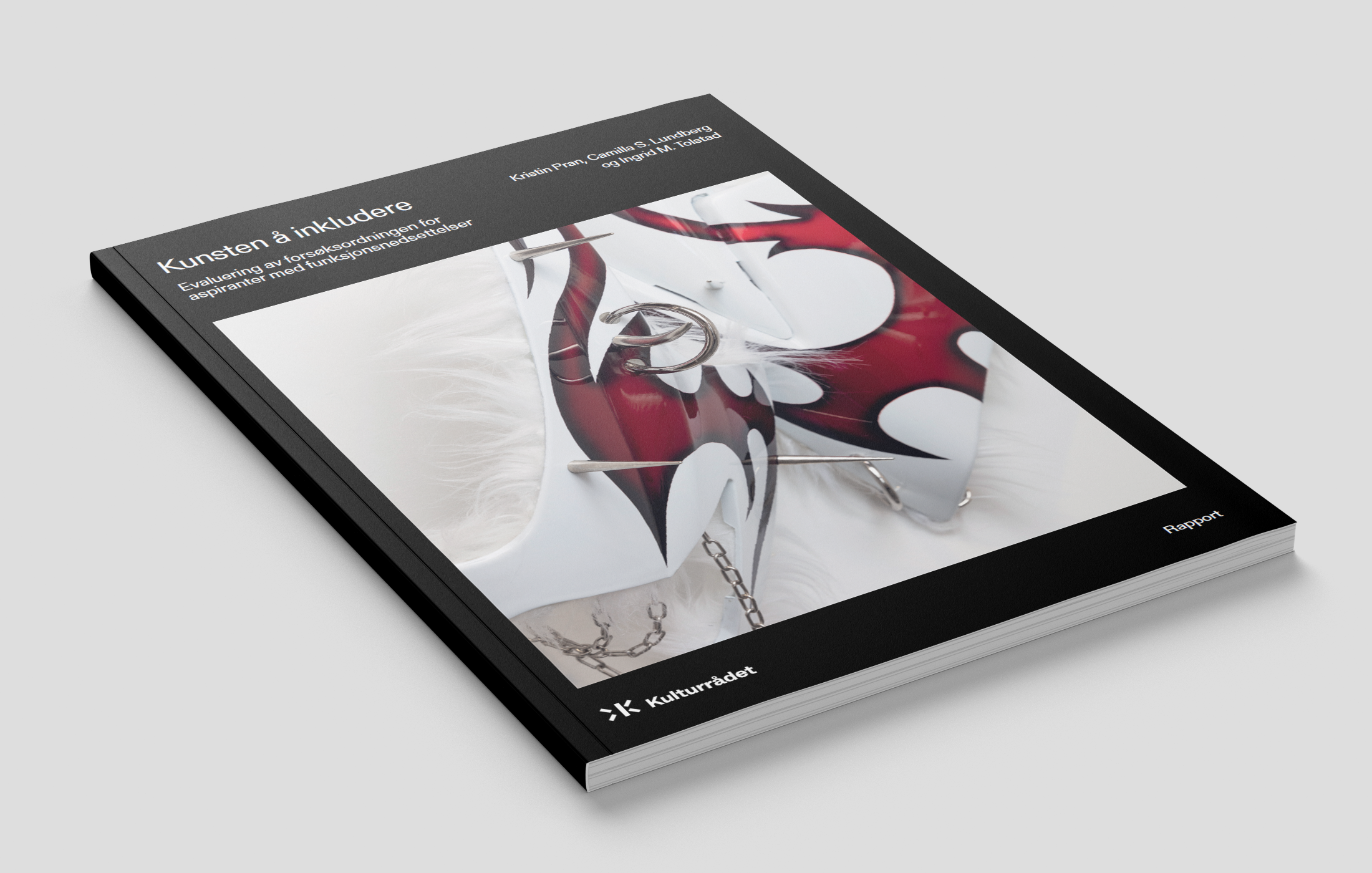 Rapporten liggende på en nøytral, hvit flate