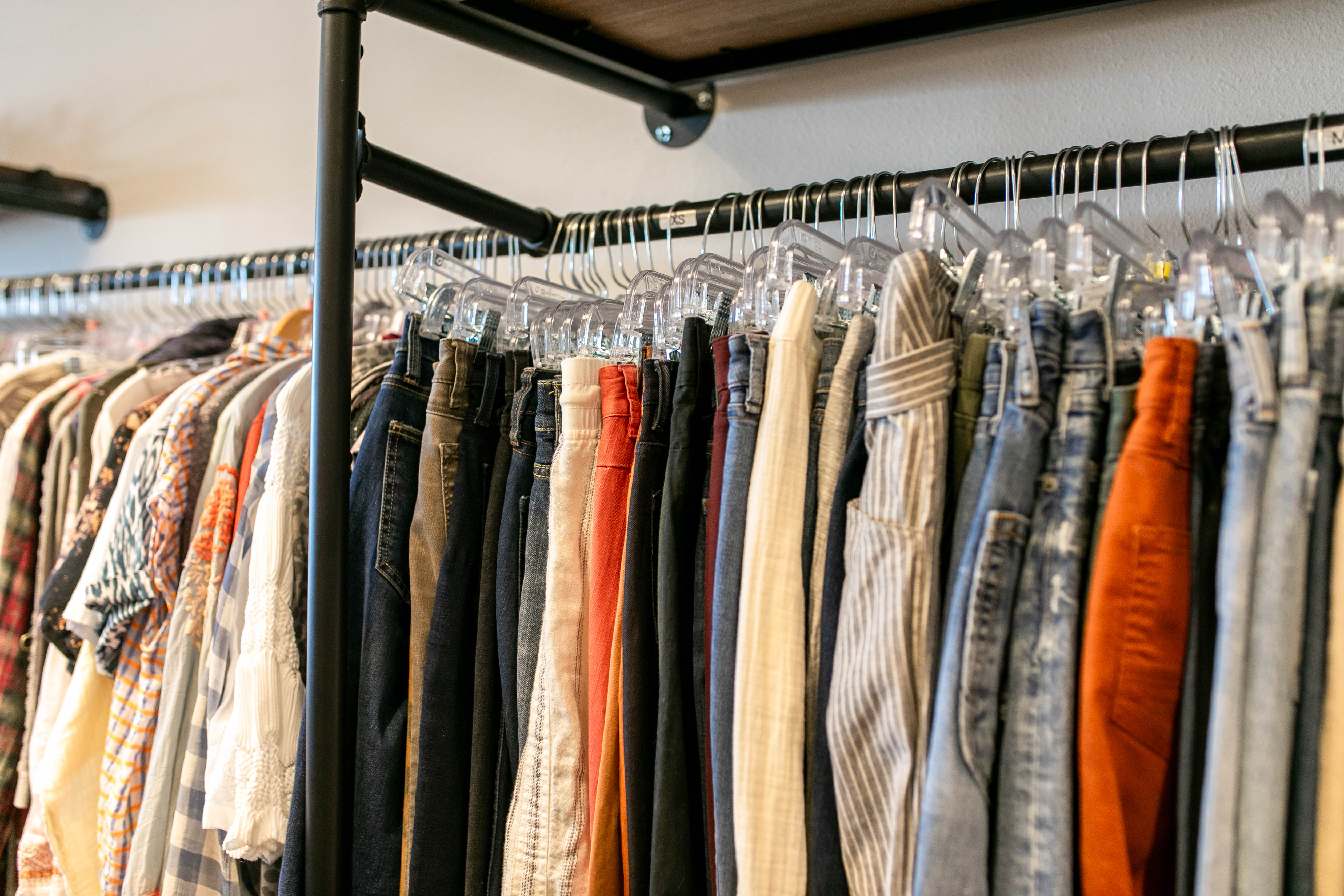 A rack of womens’ pants