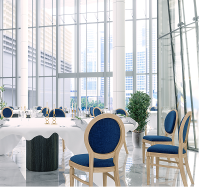 Spacious Restaurant Room With Big Glass Walls