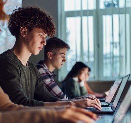 Students searching on laptops