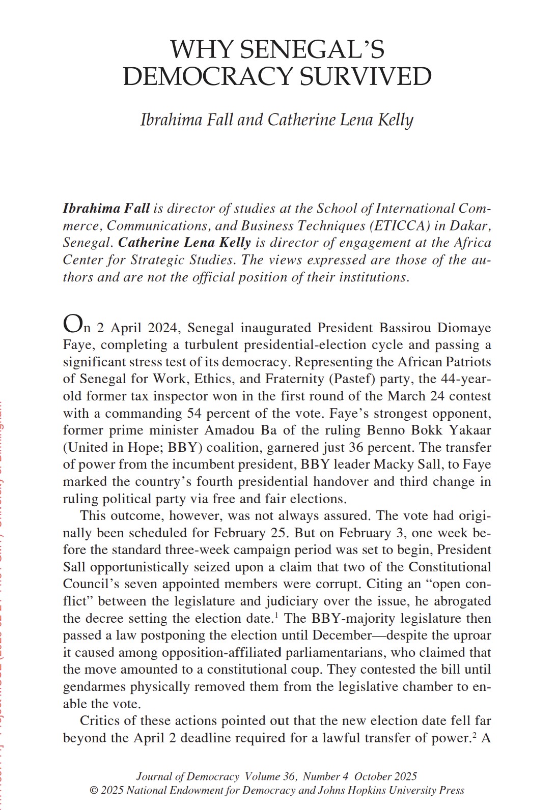 Why Senegal’s Democracy Survived