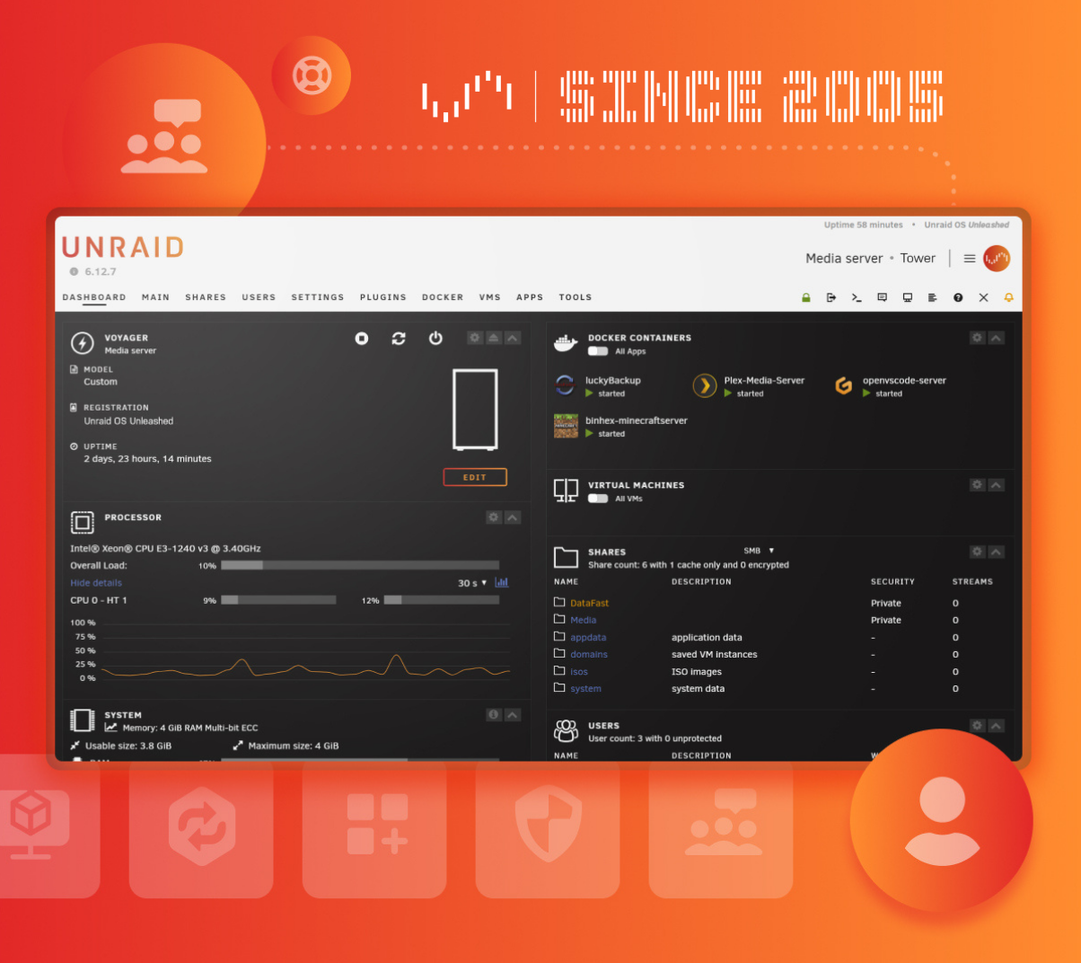 Home server OS dashboard