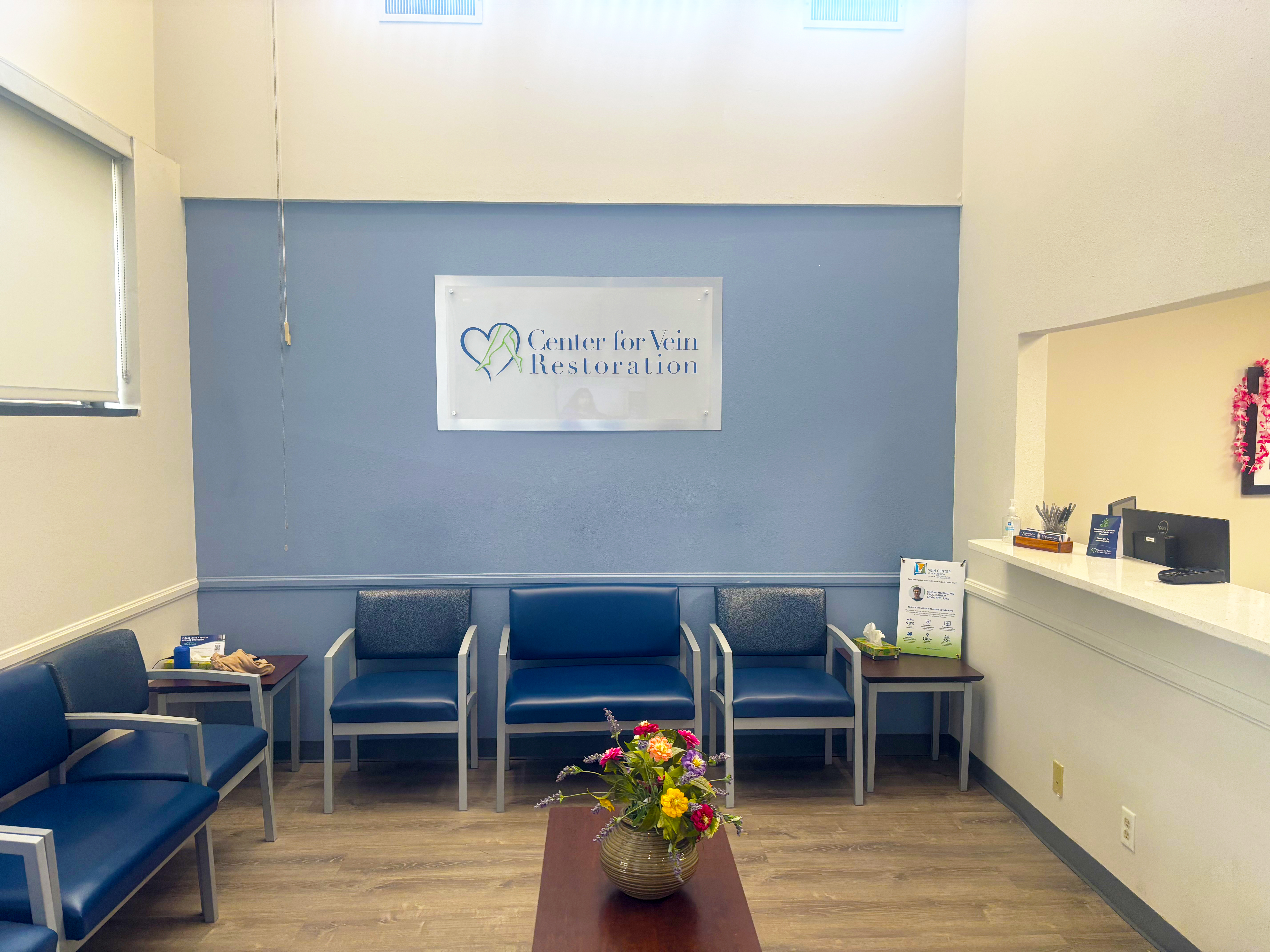 Interior photo of the Albuquerque, New Mexico location of center for Vein Restoration showing the waiting area