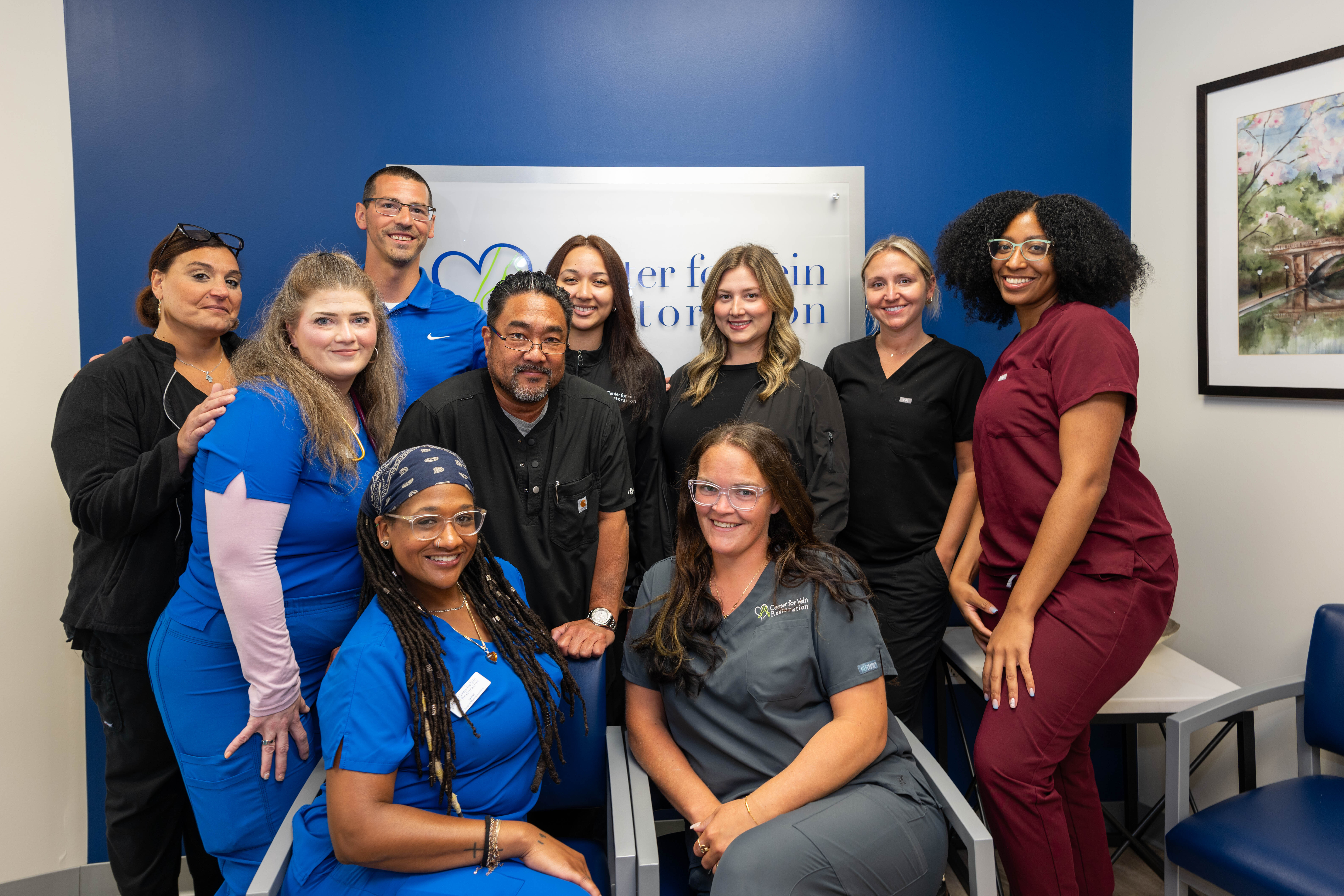 Foto grupal del equipo del Center for Vein Restoration en Lakewood, Nueva Jersey.