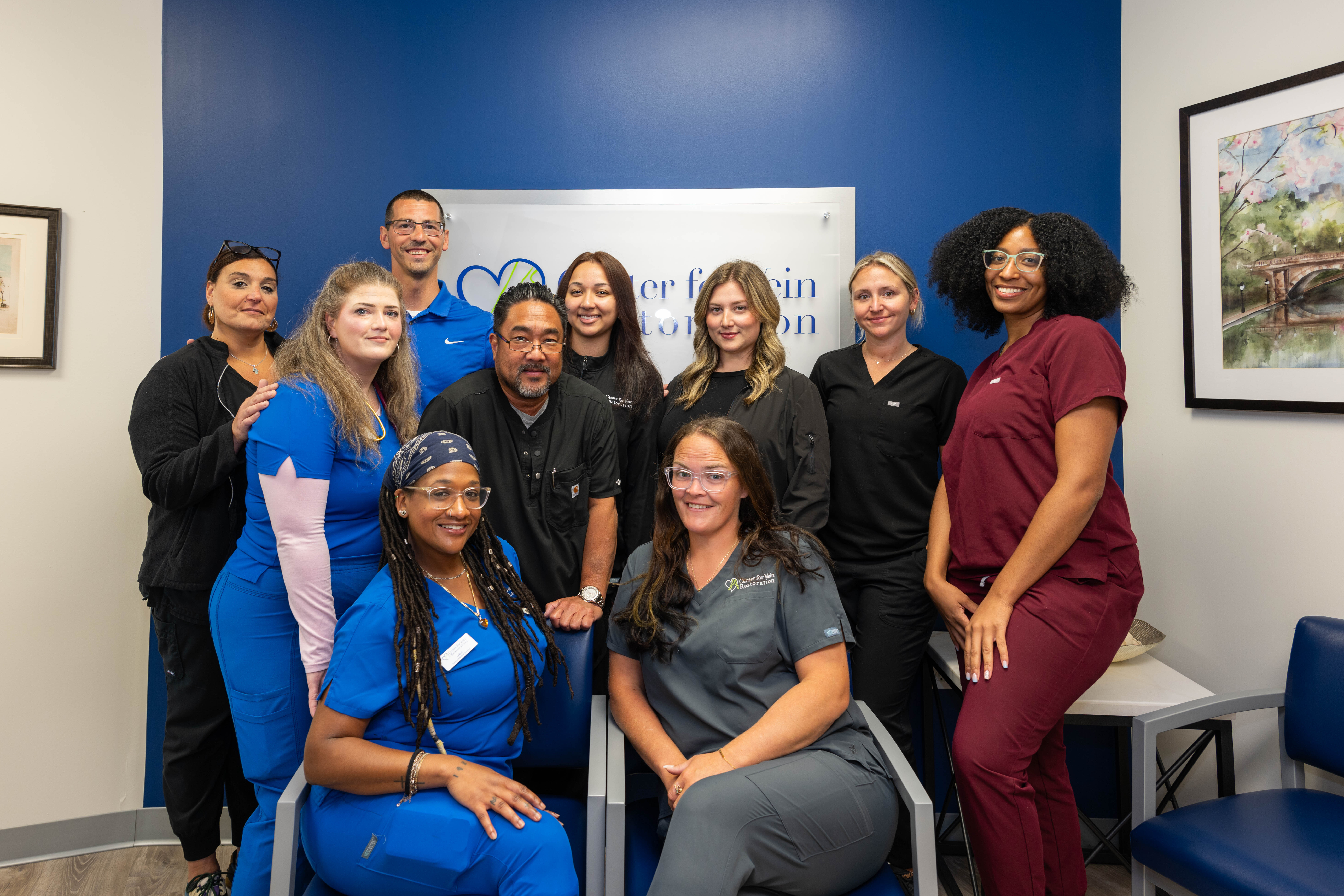 Foto grupal del equipo del Center for Vein Restoration en Northfield, Nueva Jersey.