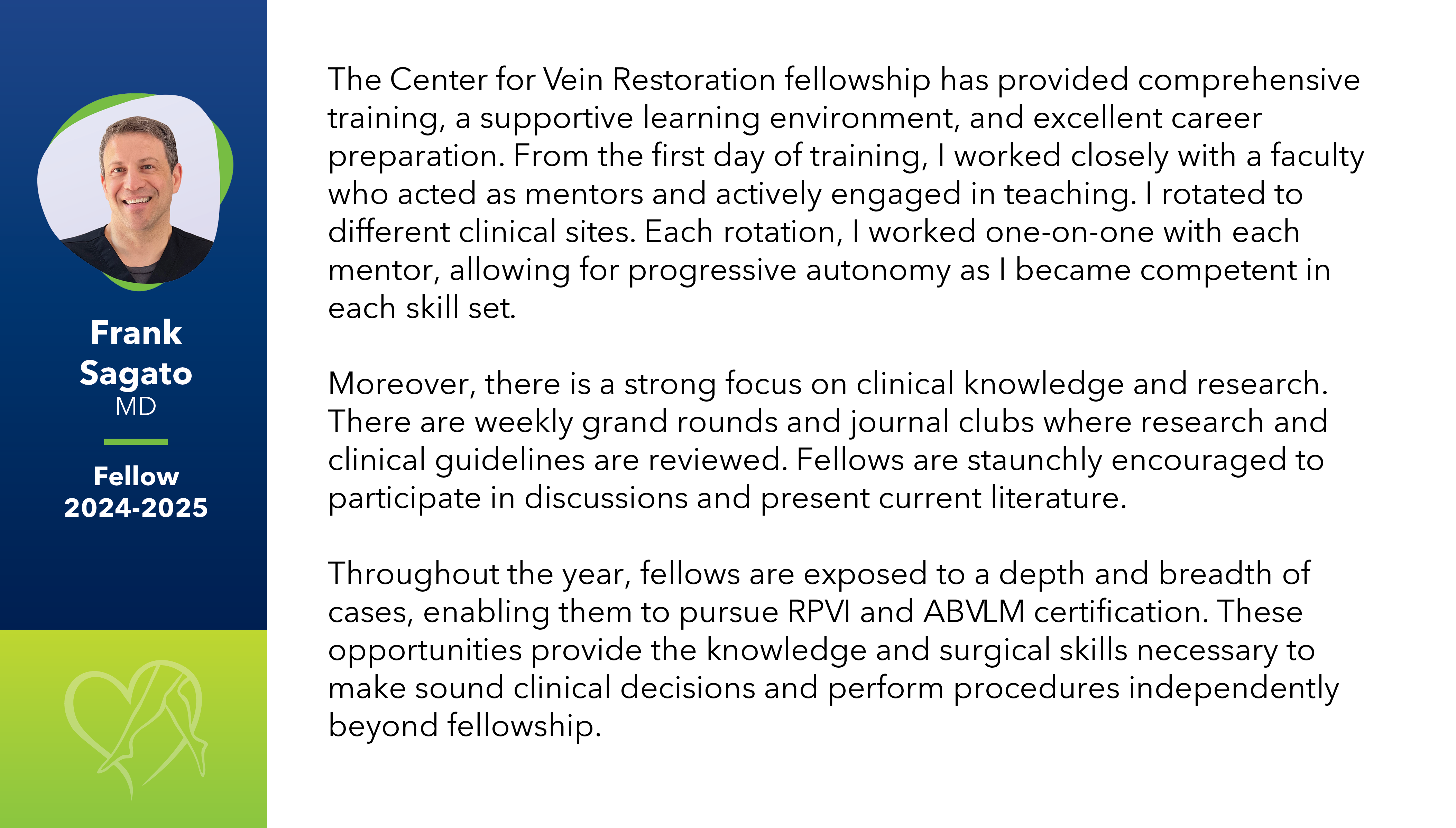 Fellow Testimonial Frank Sagato