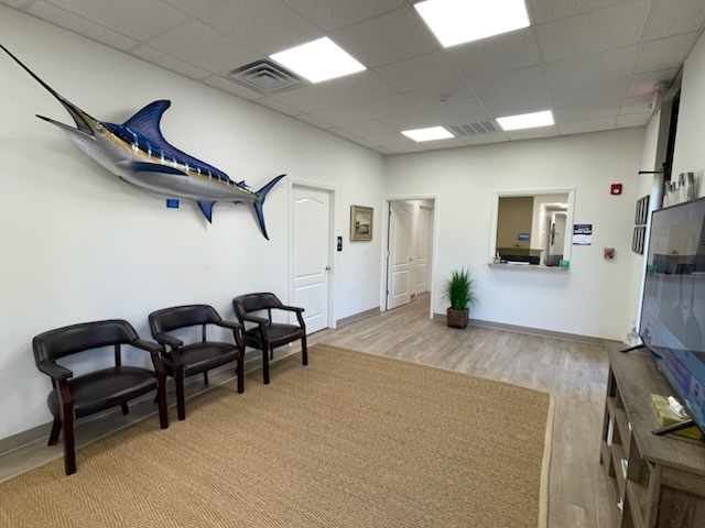 Interior photo of the Brunswick, Georgia location of center for Vein Restoration showing the waiting area