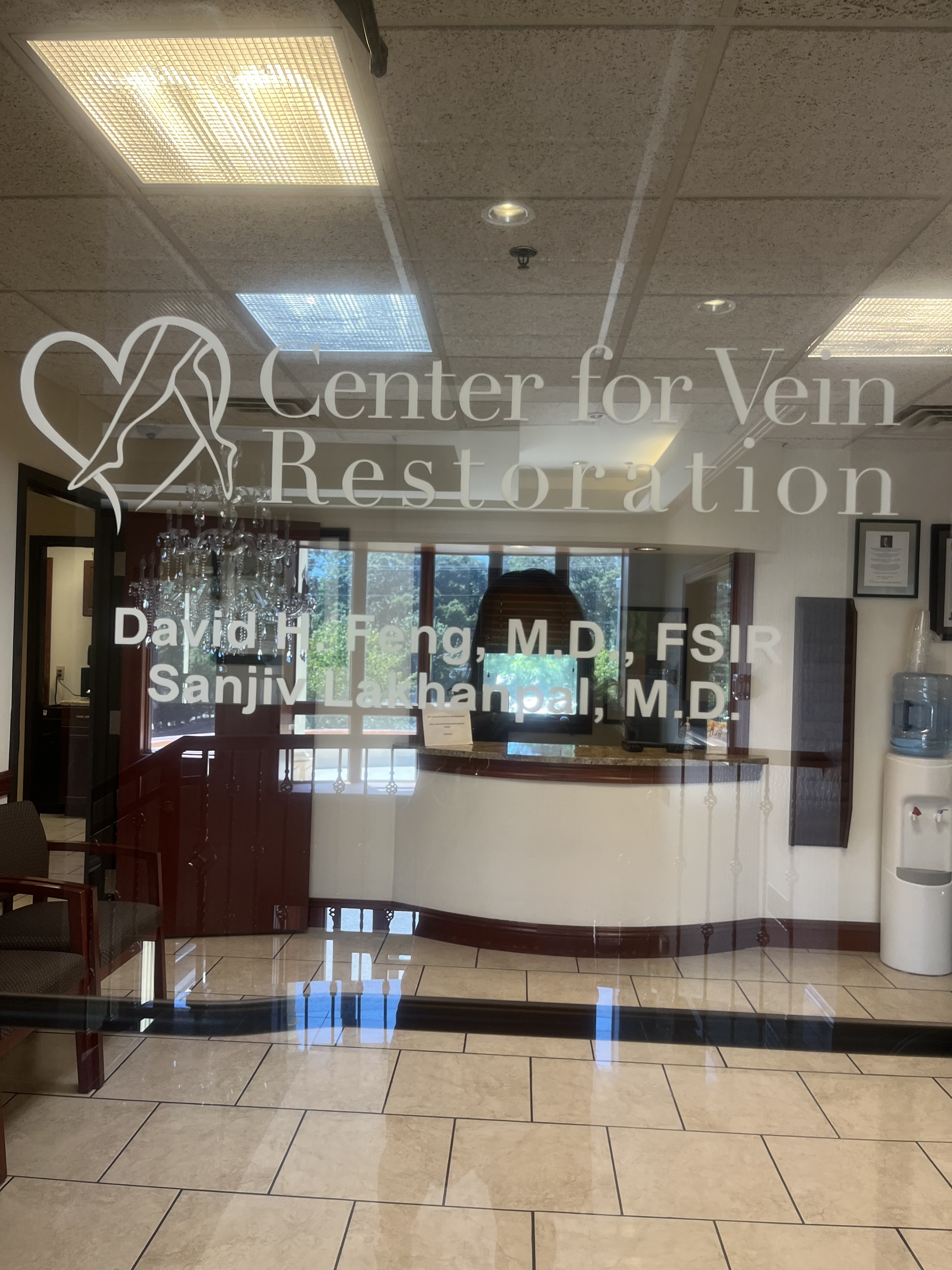 Interior Photo of the Center for Vein Restoration in Northfield, new jersey showing front desk