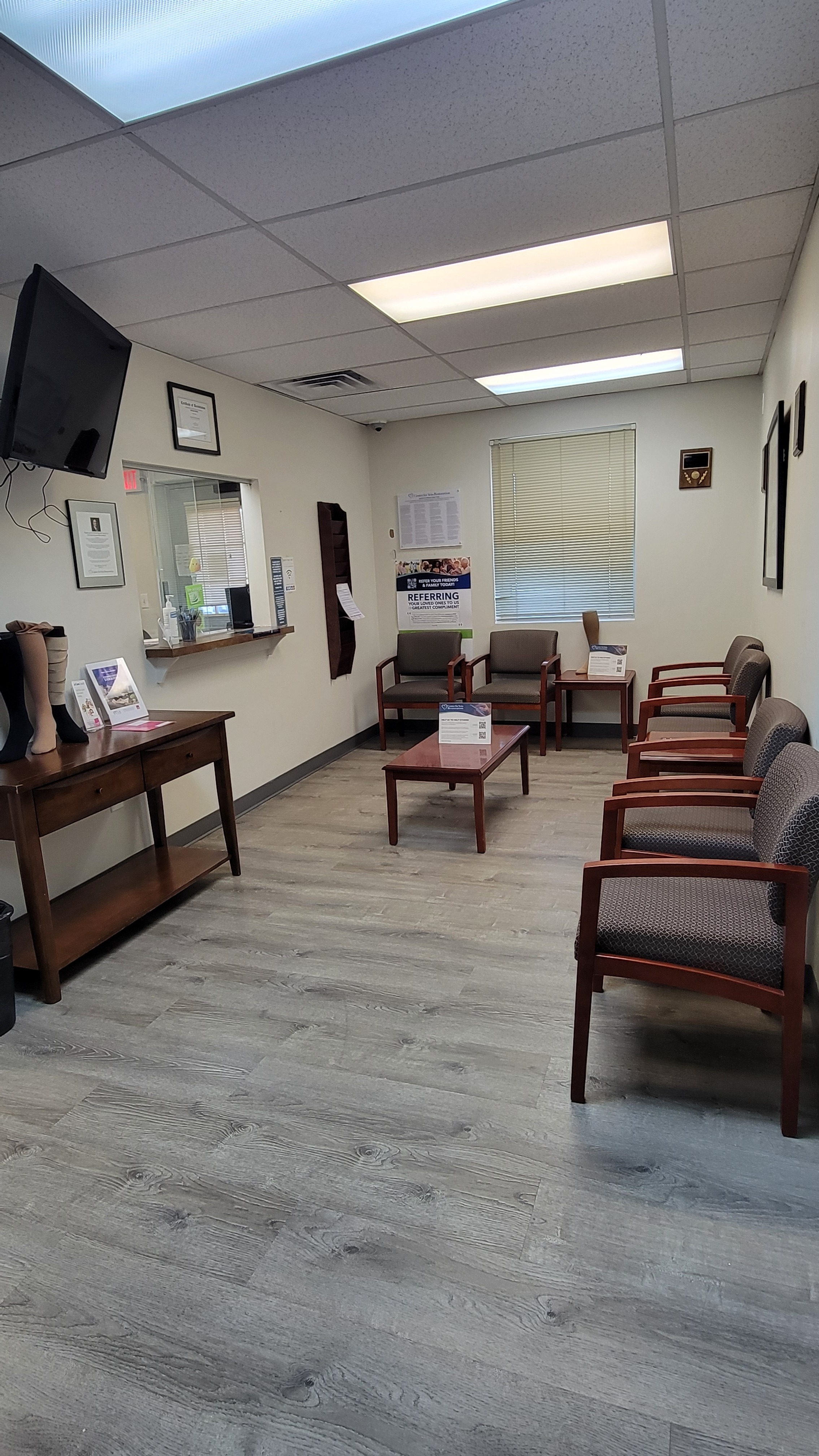 Interior photo of the Union, NJ location of Center for Vein Restoration showing the waiting room