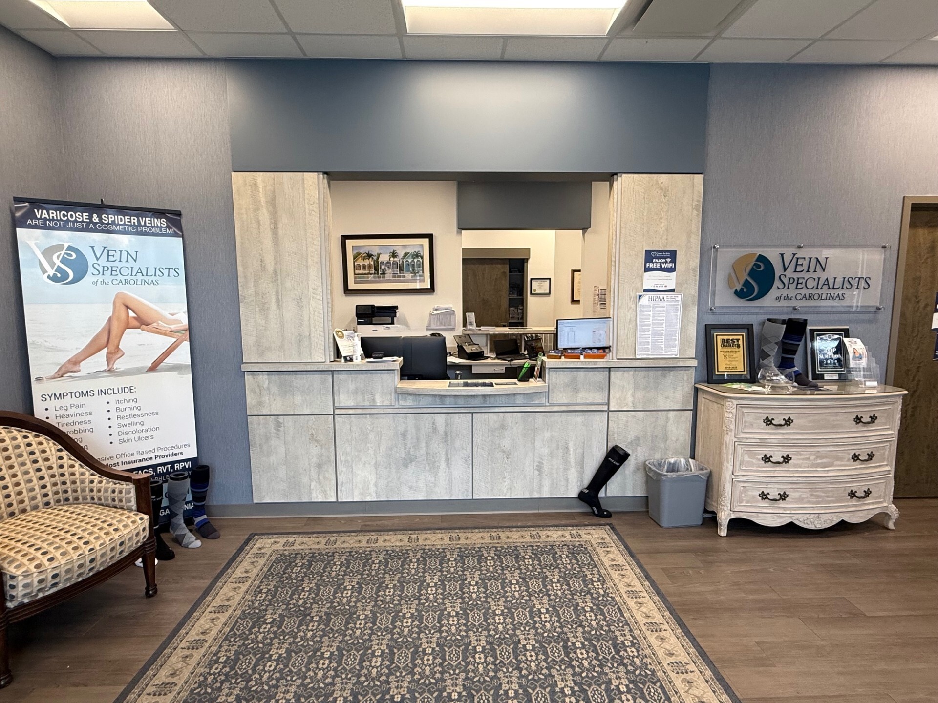 Foto del interior del Center for Vein Restoration en Gastonia, Carolina del Norte.