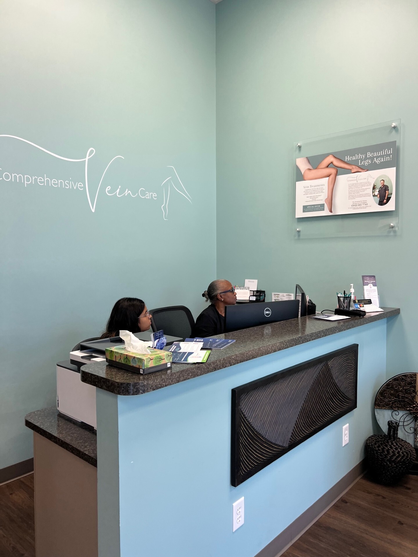 Interior photo of the Jeffersonville, Indiana location of center for Vein Restoration showing the Reception