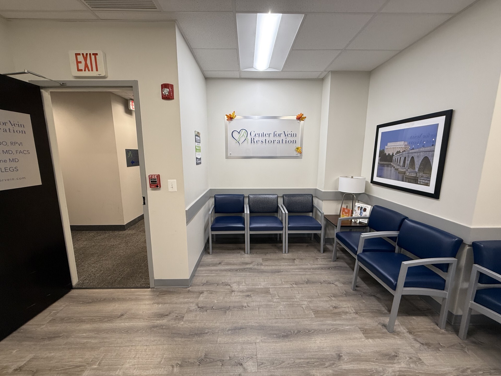 Interior photo of the Greenbelt, Maryland location of center for Vein Restoration showing the Waiting area