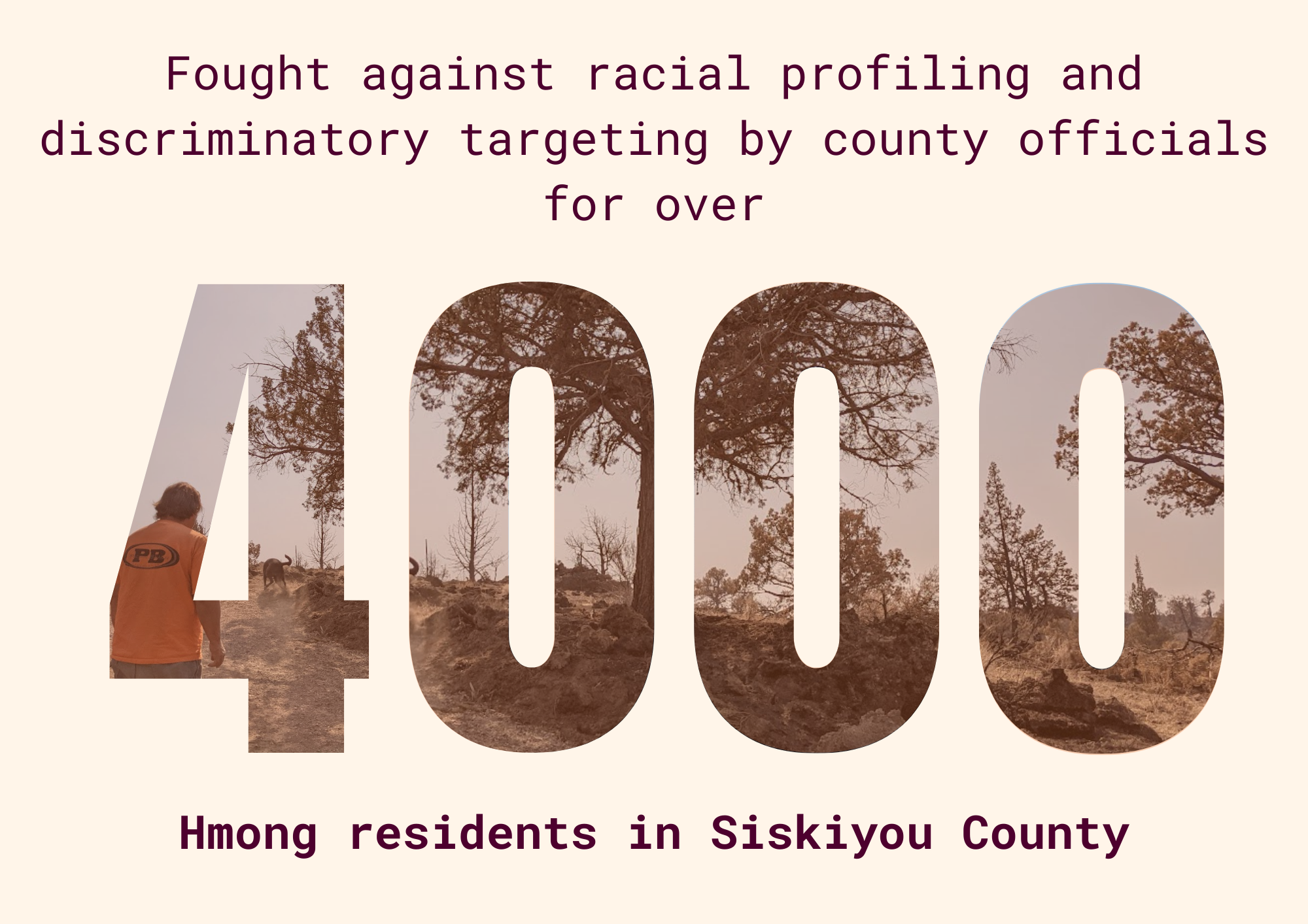 We fought against racial profiling and discriminatory targeting by county officials for over 4,000 Hmong residents in Siskiyou County.