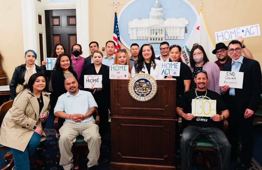 Assemblymember Wendy Carrillo and community members and advocates from across the state hold a press conference to introduce the HOME Act (AB 1306)