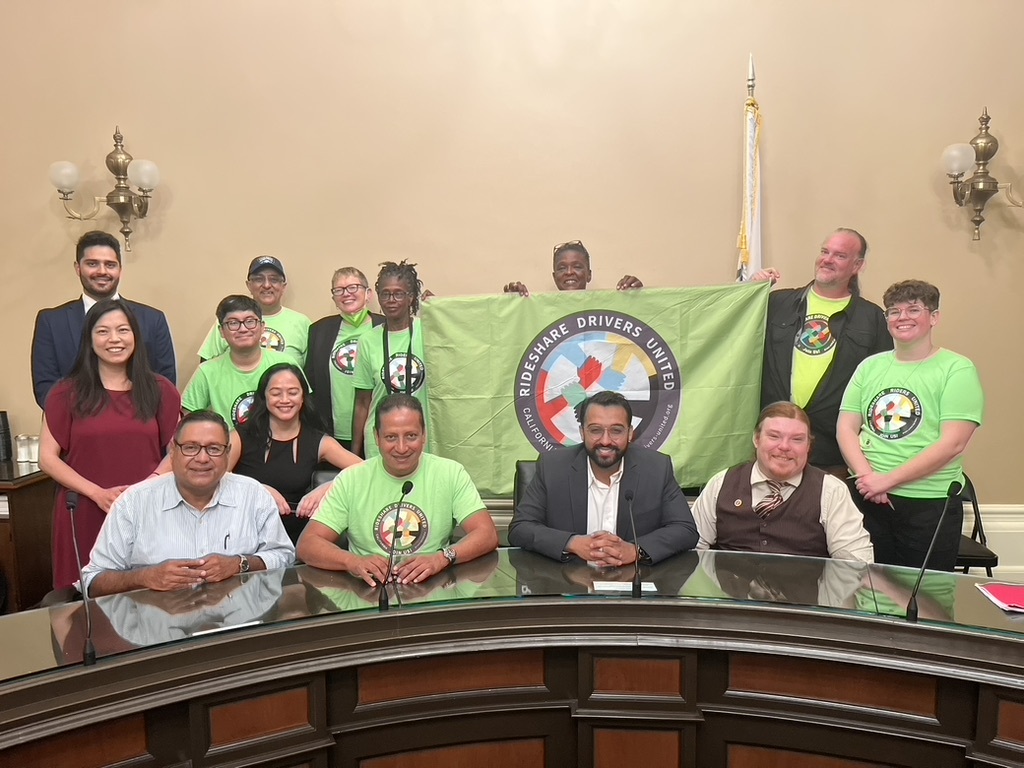 Rideshare Drivers United members, Asian Law Caucus staff, and other community partners host a briefing for legislators in Sacramento.