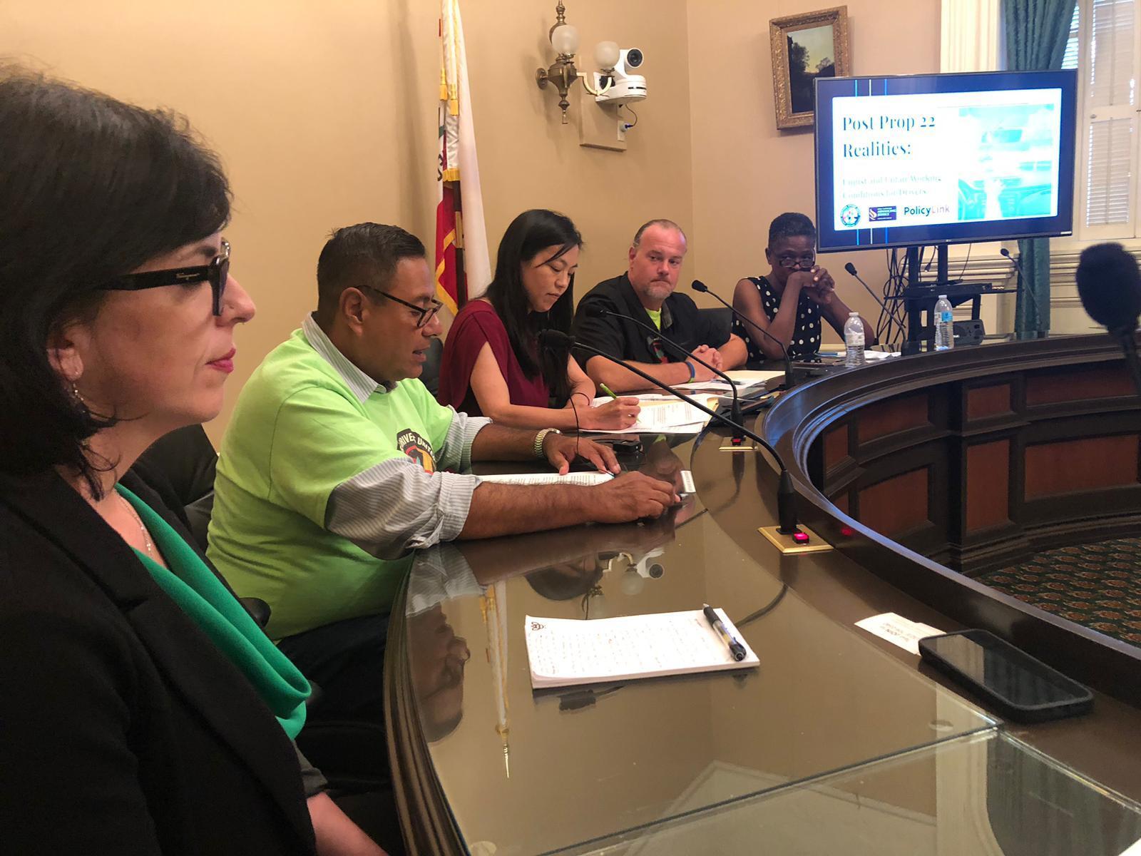 Uber and Lyft drivers, Rideshare Drivers United, PolicyLink, and Asian Law Caucus brief state legislators on the impacts of Prop 22 and how California can strengthen drivers' job security and safety.