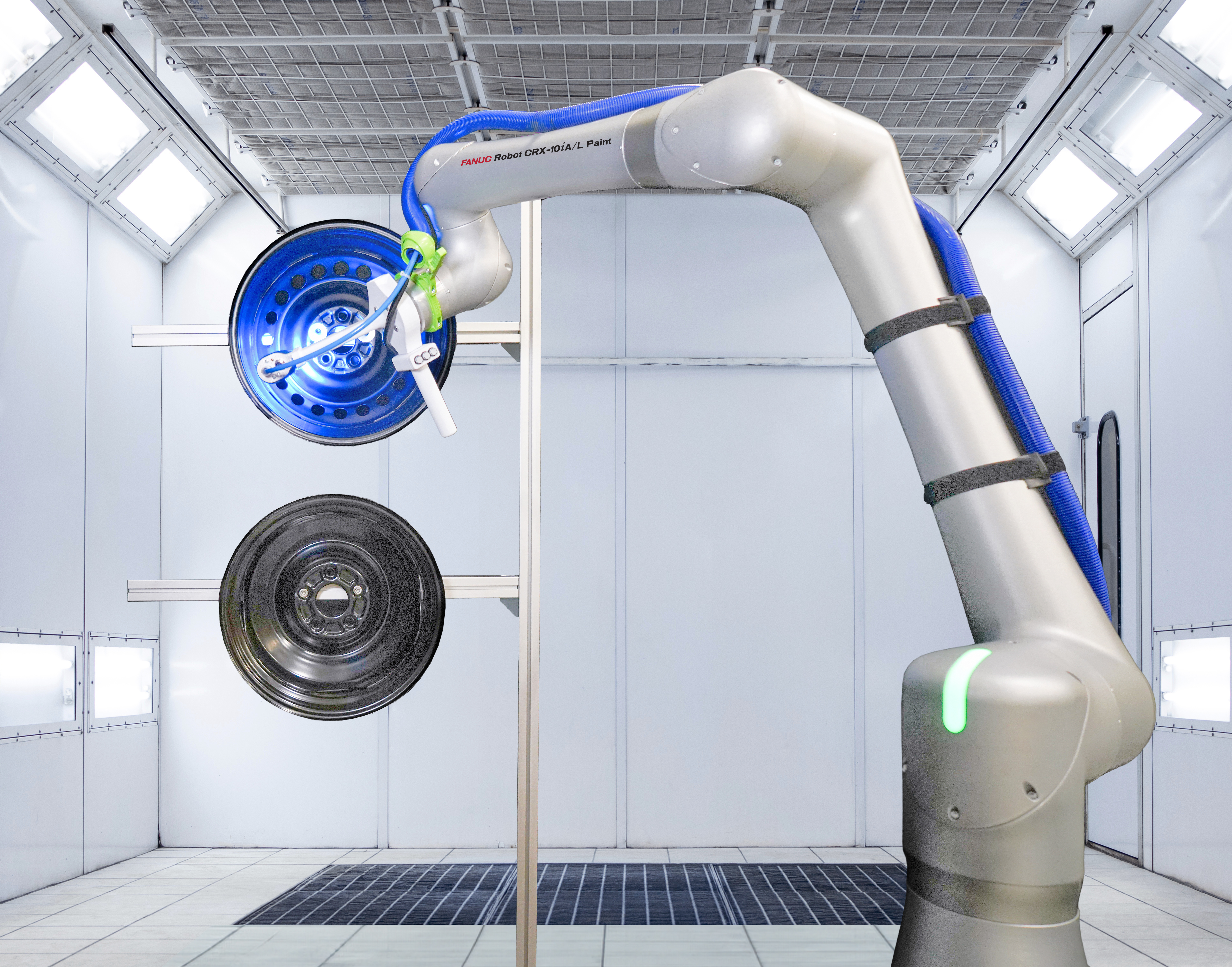 CRX-10iA/L paint cobot painting automotive wheels