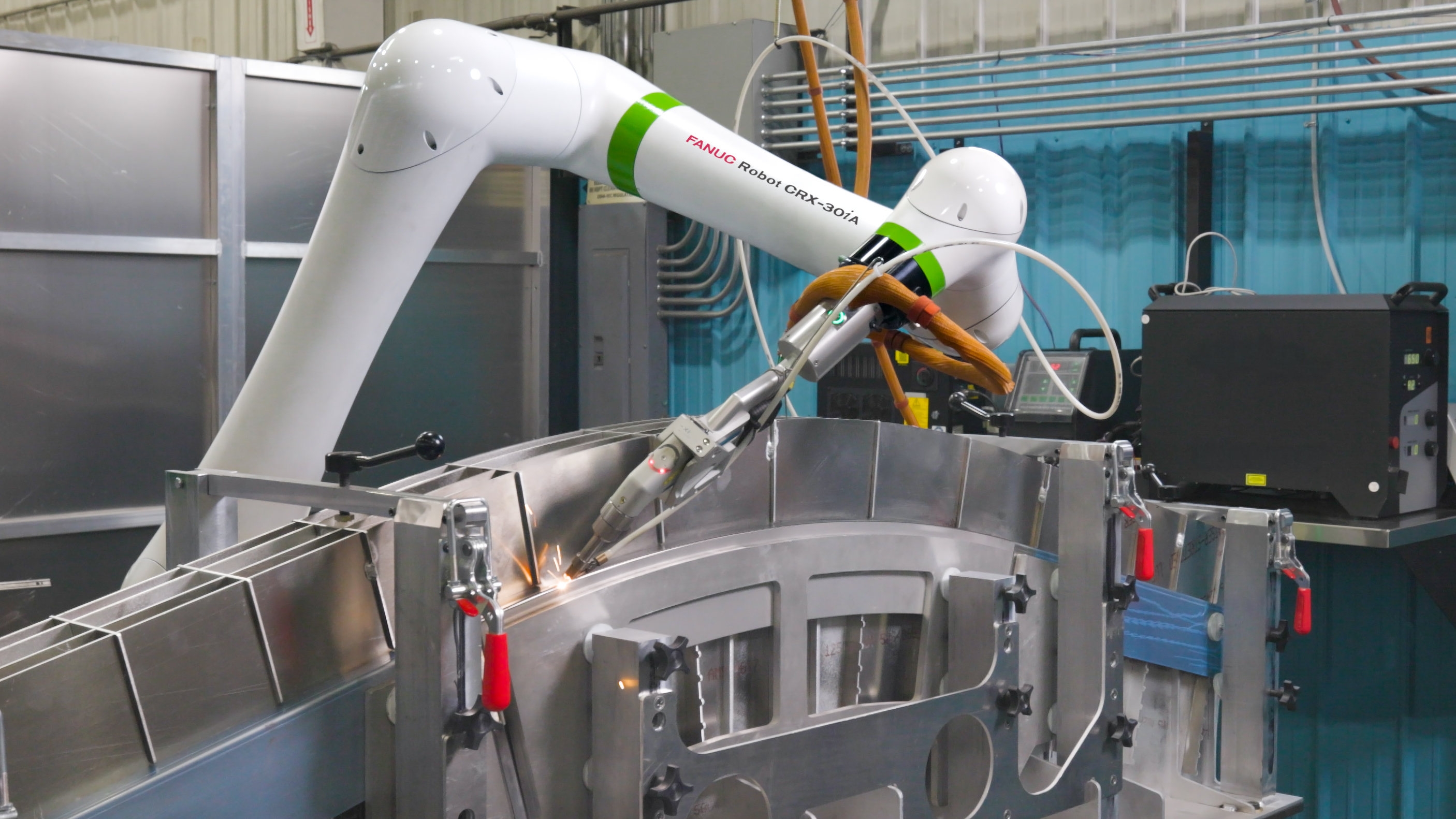 FANUC CRX-30iA laser welding stainless steel escalator