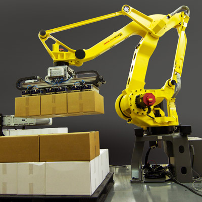 M410ia robot palletising boxes banner