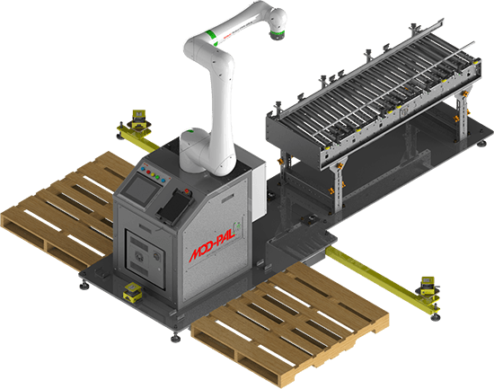 MOD PAL Palletizer with HMI Pallets Conveyor