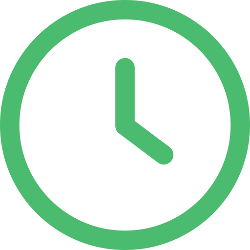 Green circular outline with two perpendicular lines forming an L-shape inside, positioned like clock hands at 12 and 3 o'clock on black background.