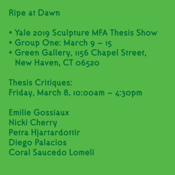 Installation image of Ripe at Dawn Part 1: Sculpture MFA Thesis Show Group 1