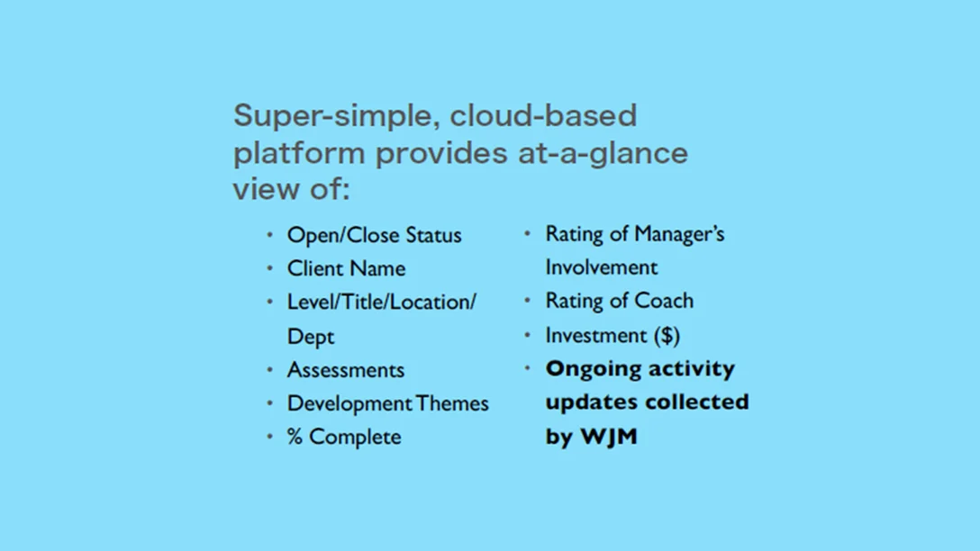 WJM launches OneView™ - providing real-time visibility into Executive Coaching engagements