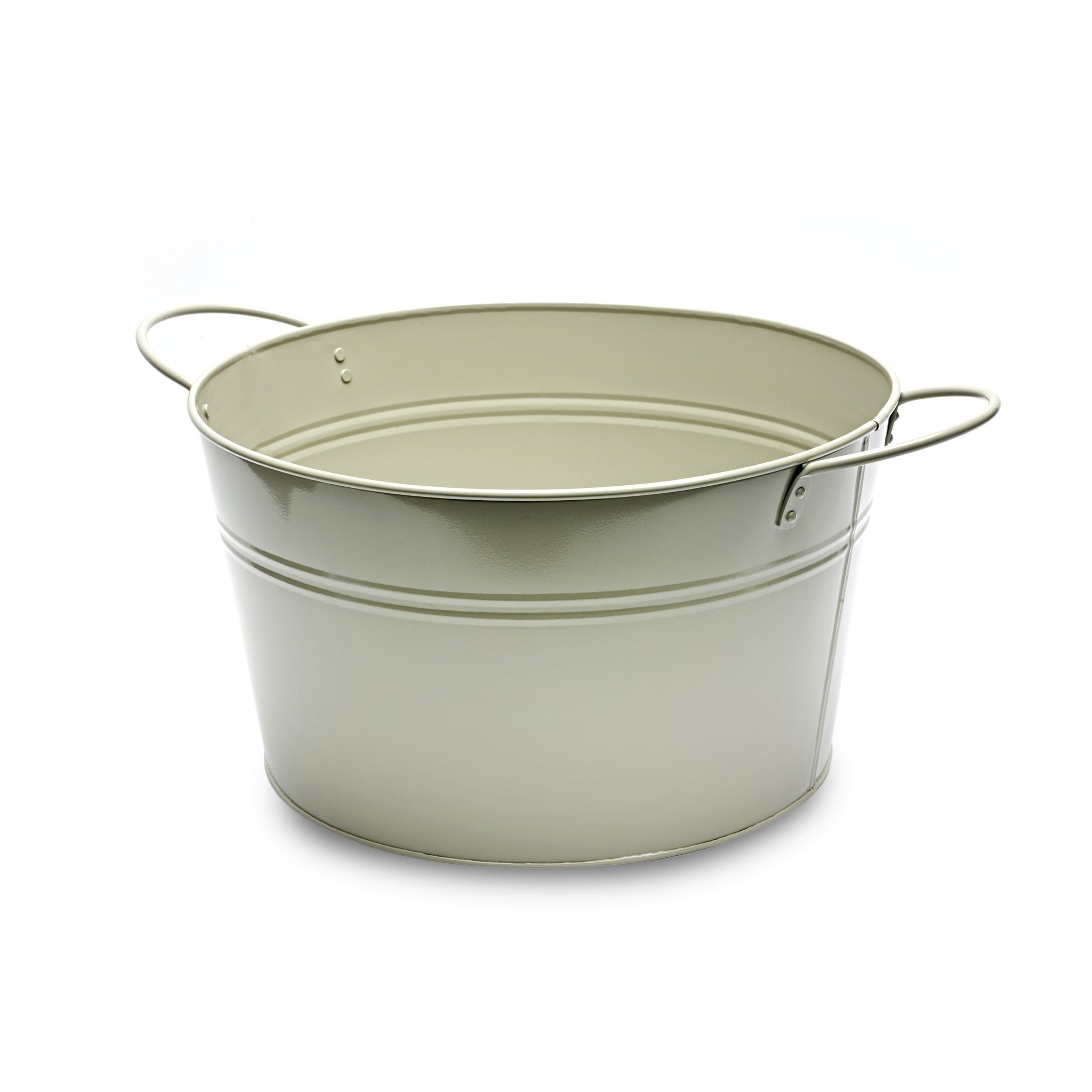 Large Round Metal Tub - French Grey