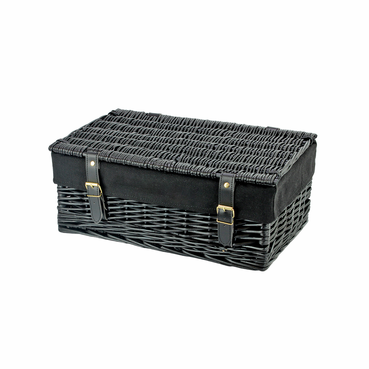 16 Inch Black Wicker Hamper Basket & Black Liner