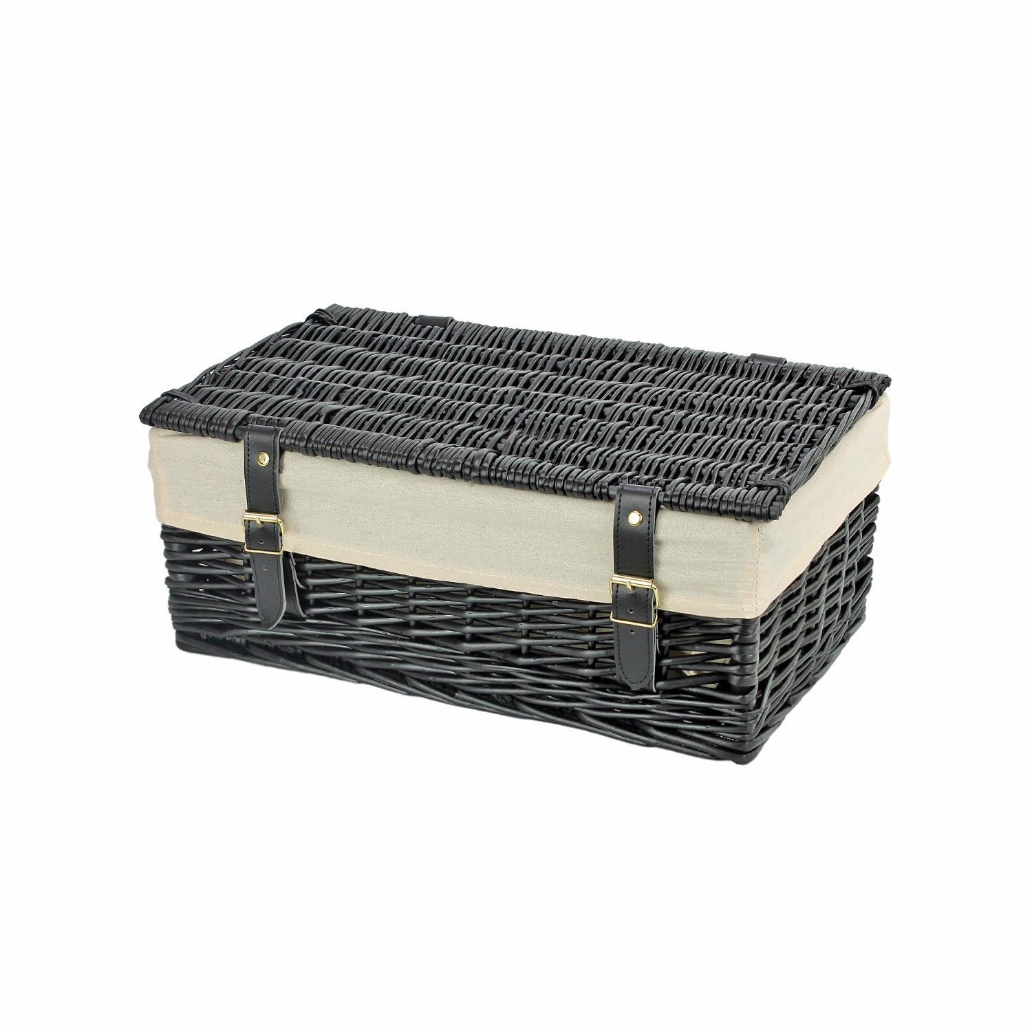 16 Inch Black Wicker Hamper Basket & Liner