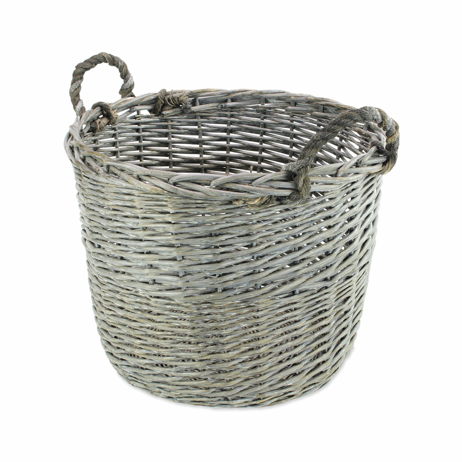 Large Grey Wicker Log Basket