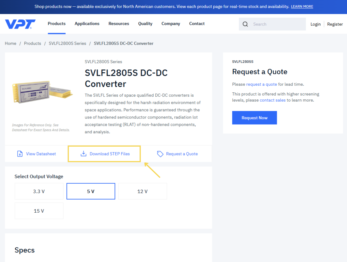 Select the "Download STEP Files" Button