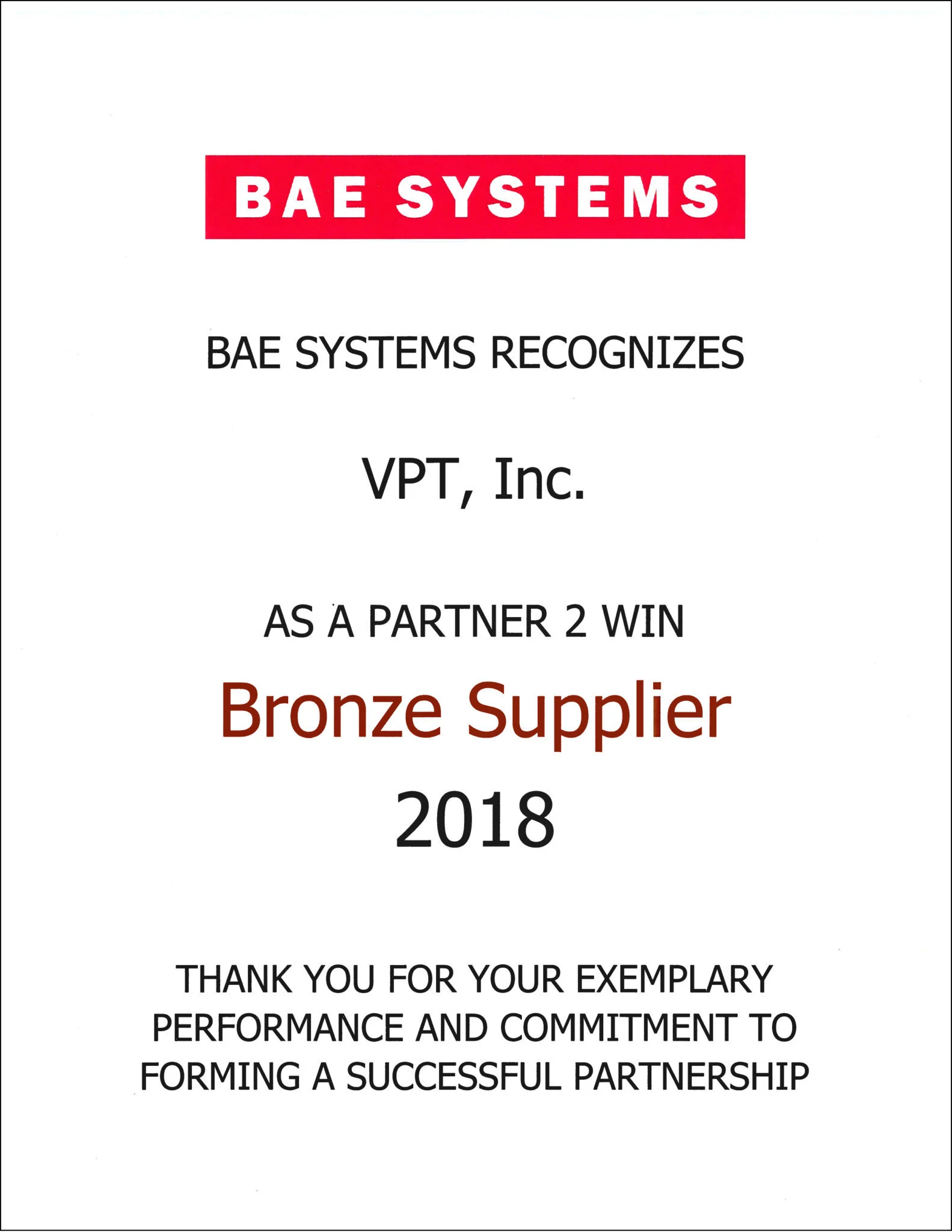 BAE Supplier Award VPT jpg