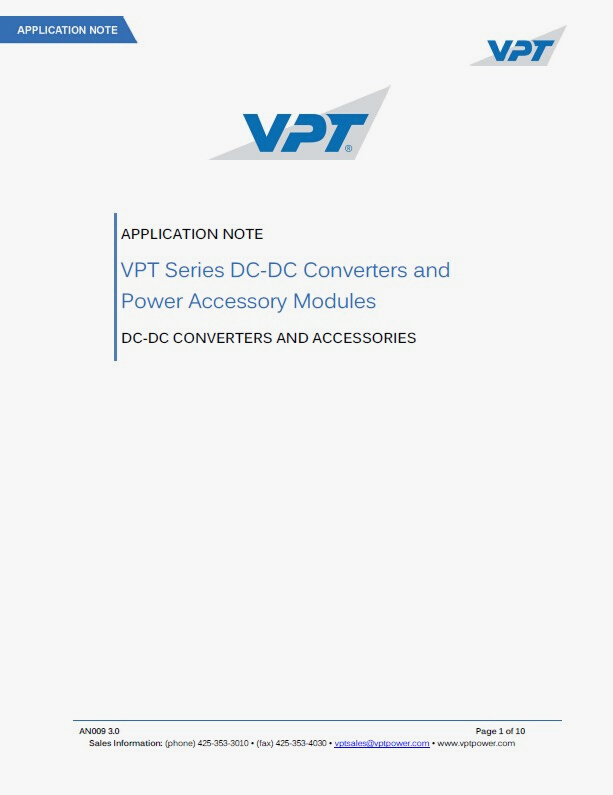 VPT Series DC DC Converters and Power Accessory Modules 1