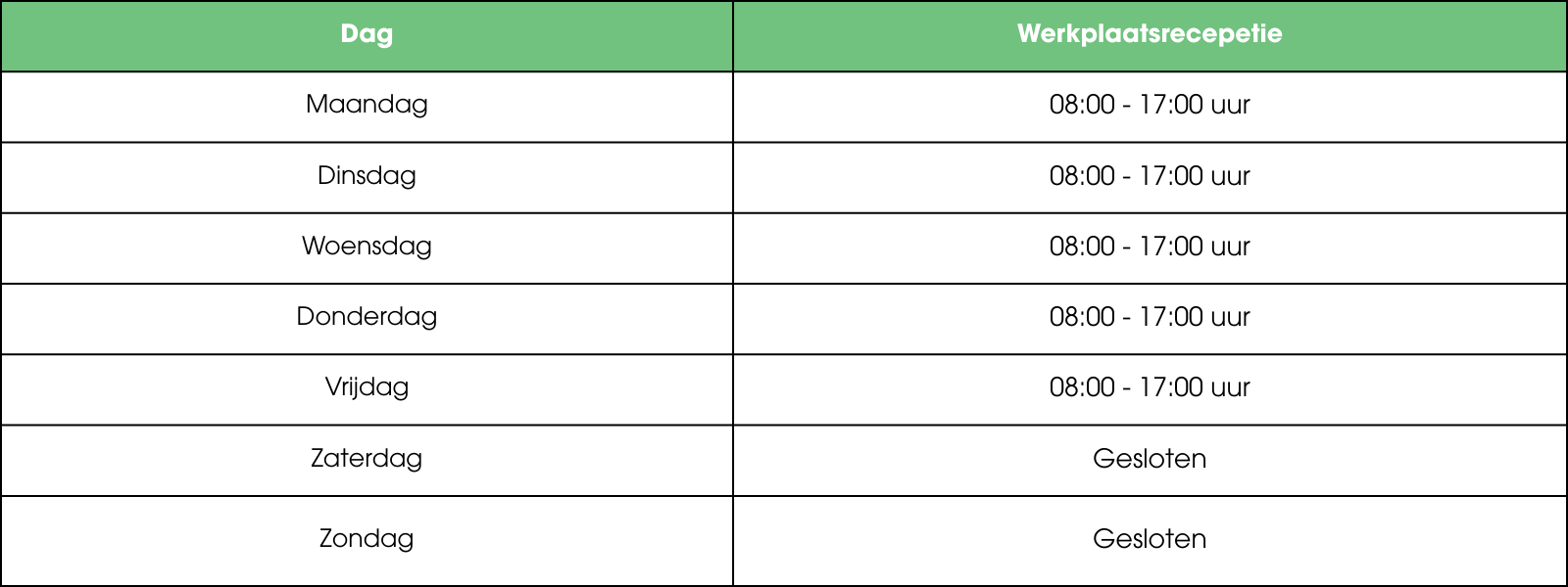 Wealer Panningen openingstijden
