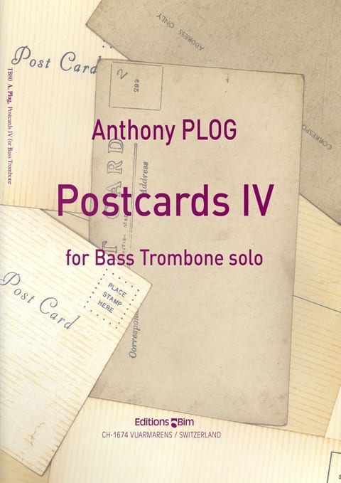 Plog Anthony Postcards Iv For Bass Trombone Tb80