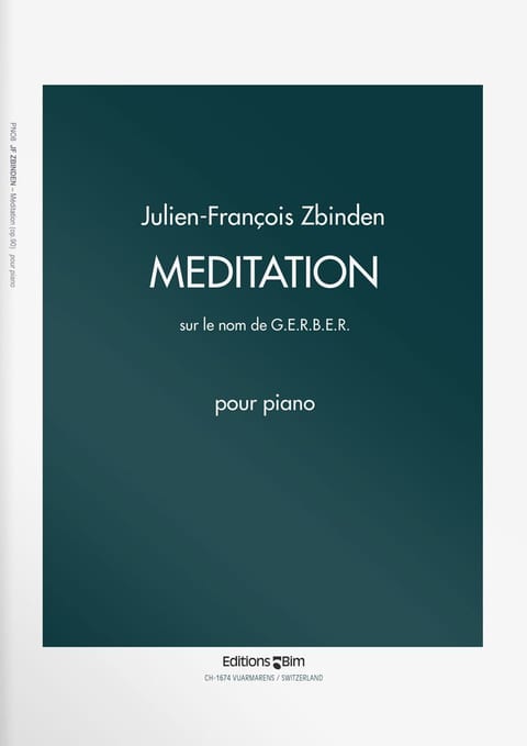 Zbinden  Jf  Meditation Sur Le Nom De  Gerber  Pno8
