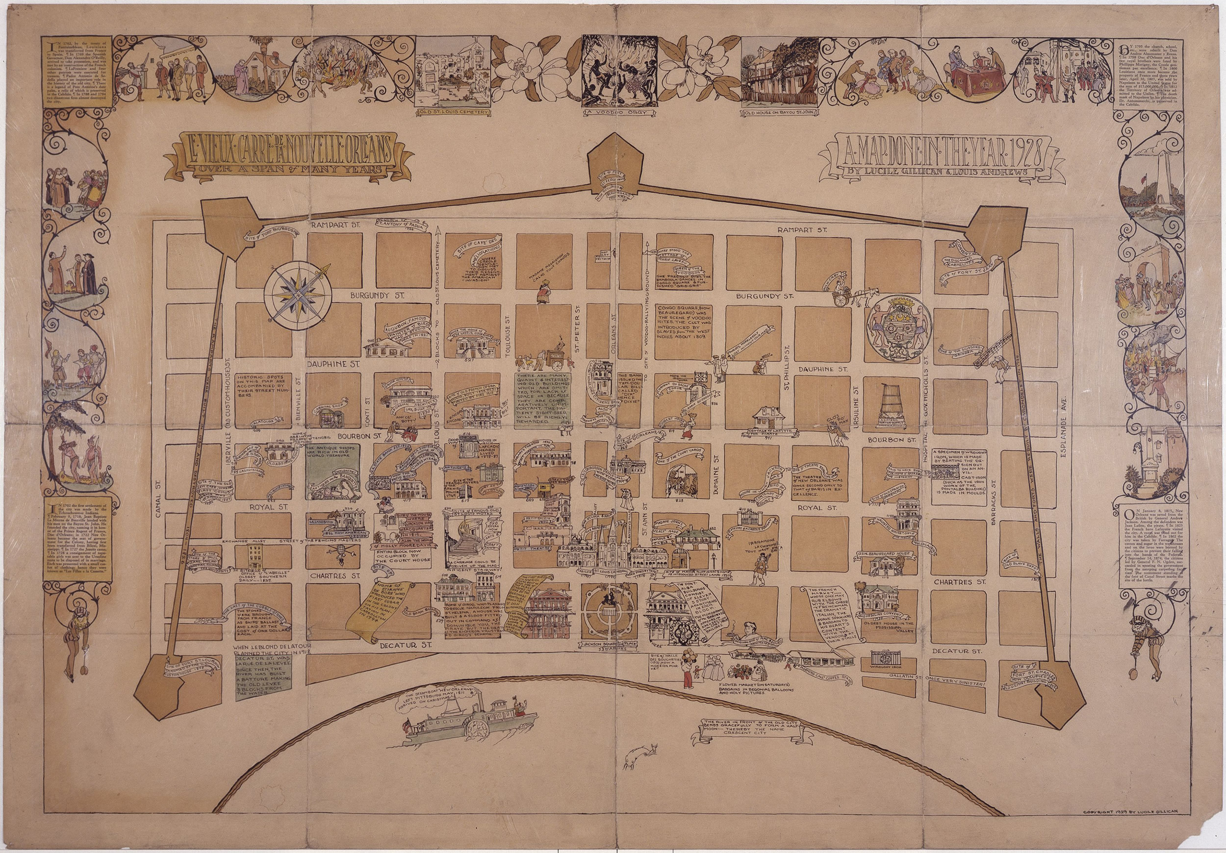 A historic map of the French Quarter, taken from the Vieux Carre Digital Survey.