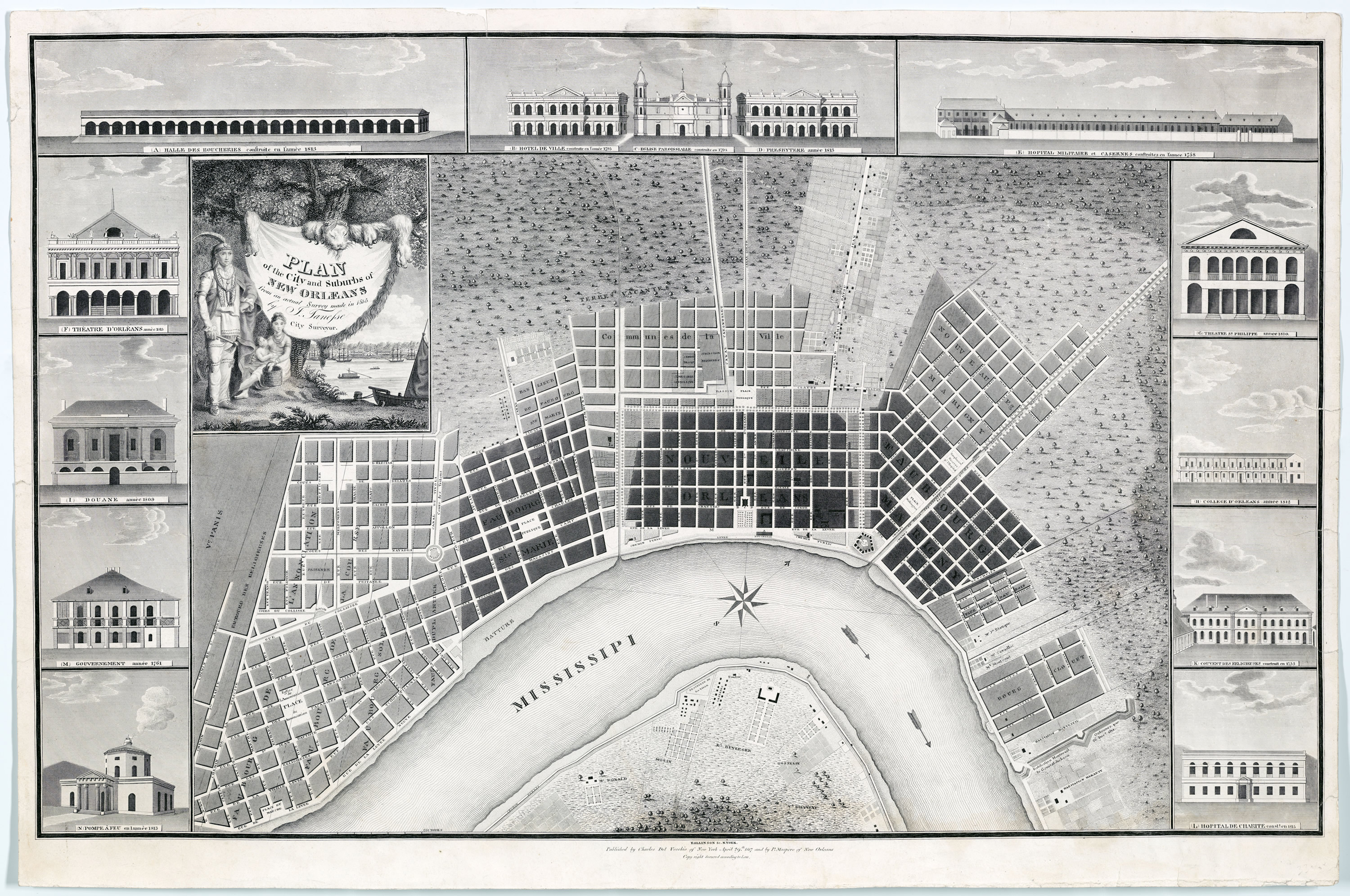 A historic map of the French Quarter, taken from the Vieux Carre Digital Survey.