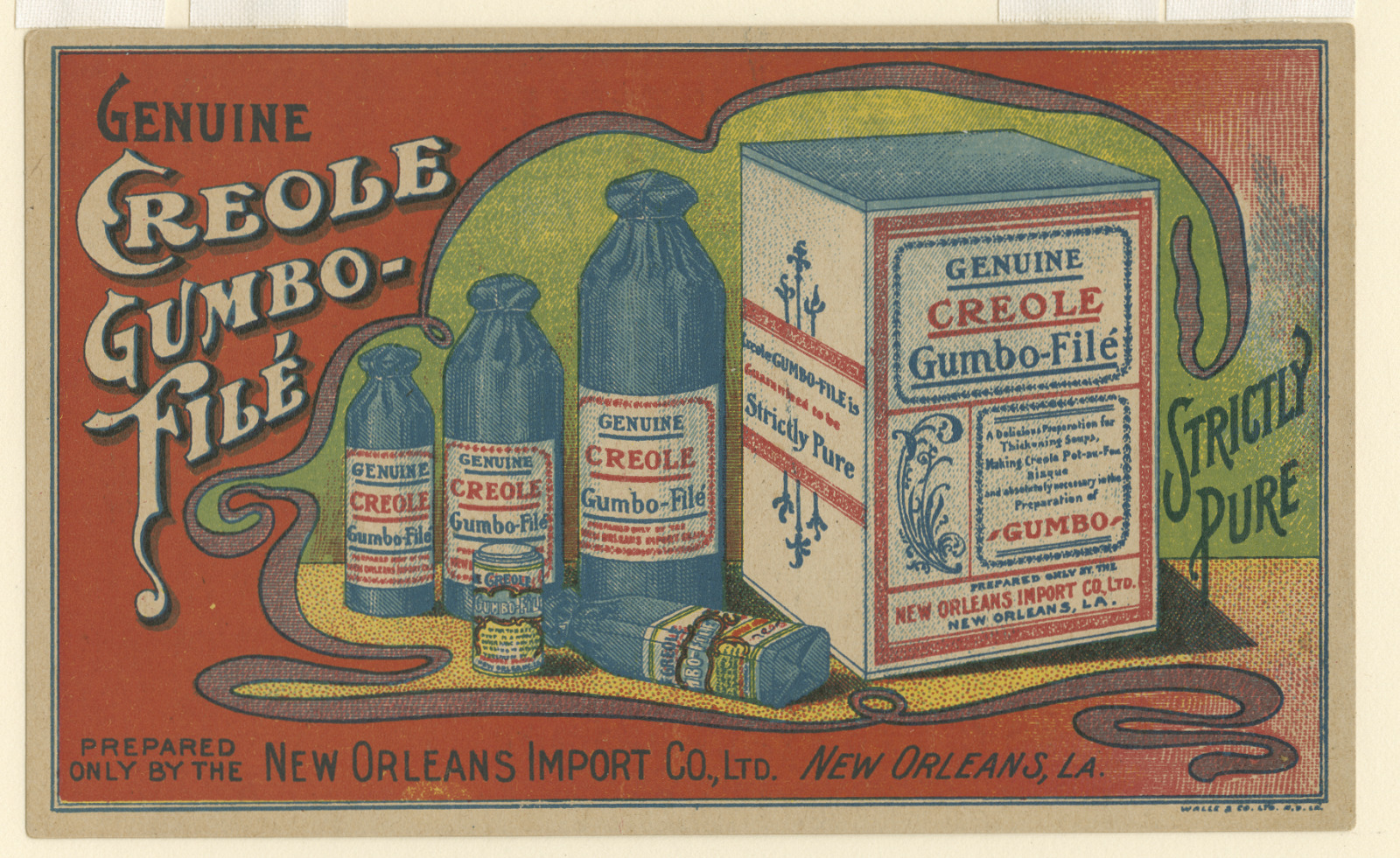 A vintage advertisement for Genuine Creole Gumbo-Filé.