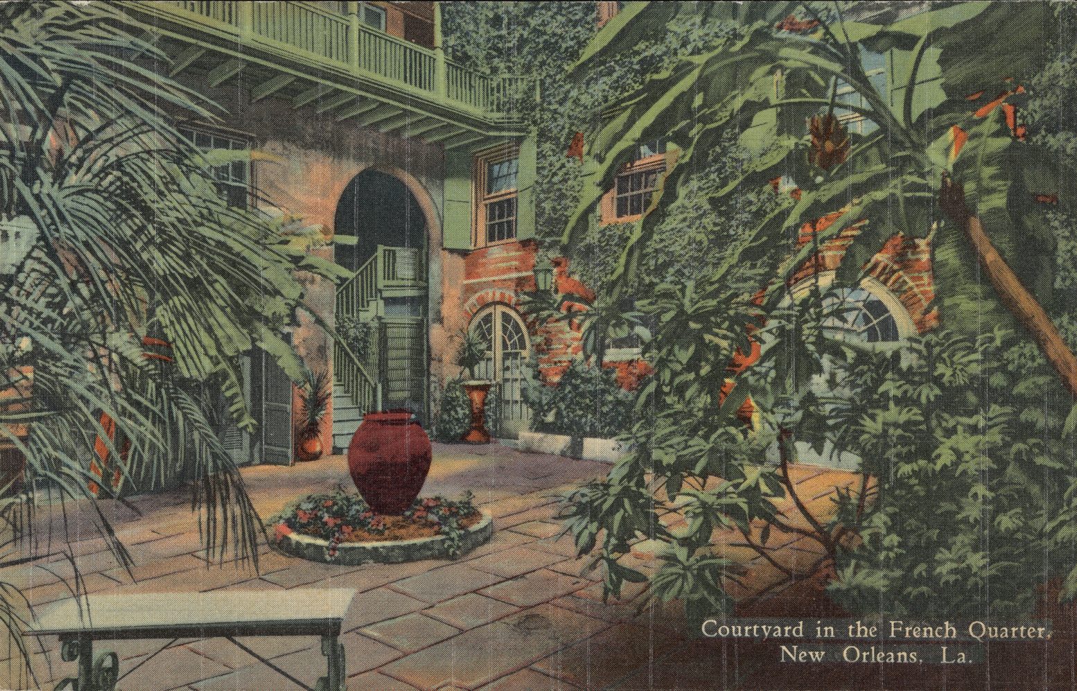 Illustration of the Brulatour Courtyard at 520 Royal Street in the French Quarter