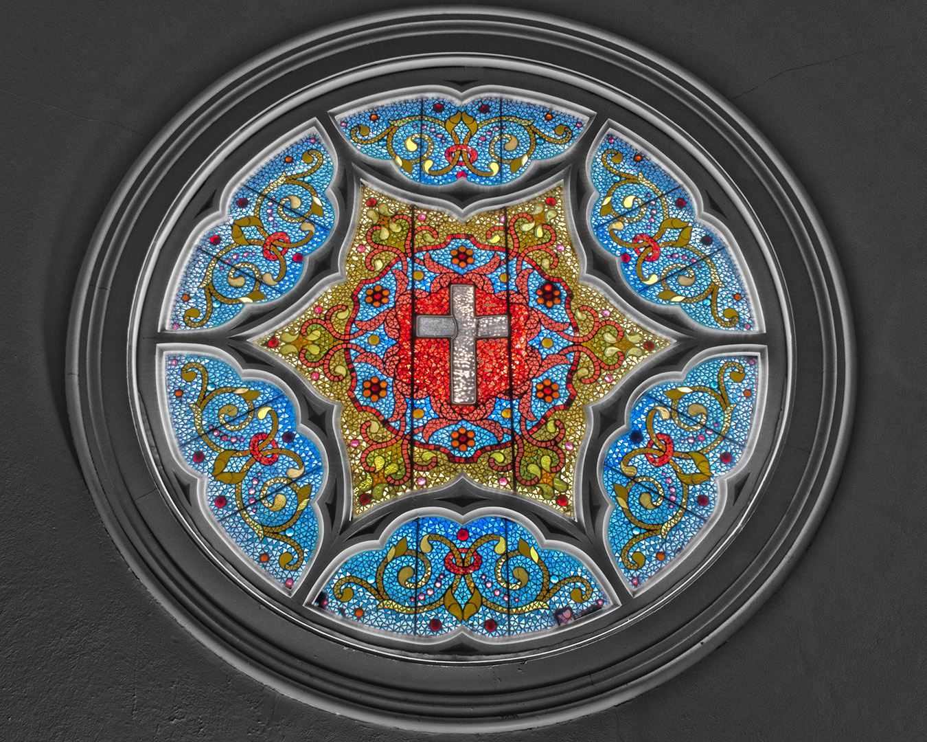 Photo of a mosaic-style stained glass window from Christ Church Chapel [Episcopal].