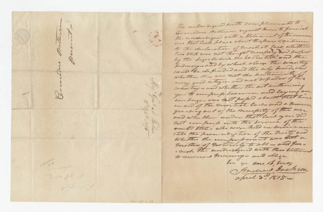 A handwritten letter on aged paper, featuring neatly aligned cursive script. Two main sections are visible, with folds and creases suggesting it was folded for mailing. The left side reads Duplicate Petition, and the letter is dated April 20, 1845.