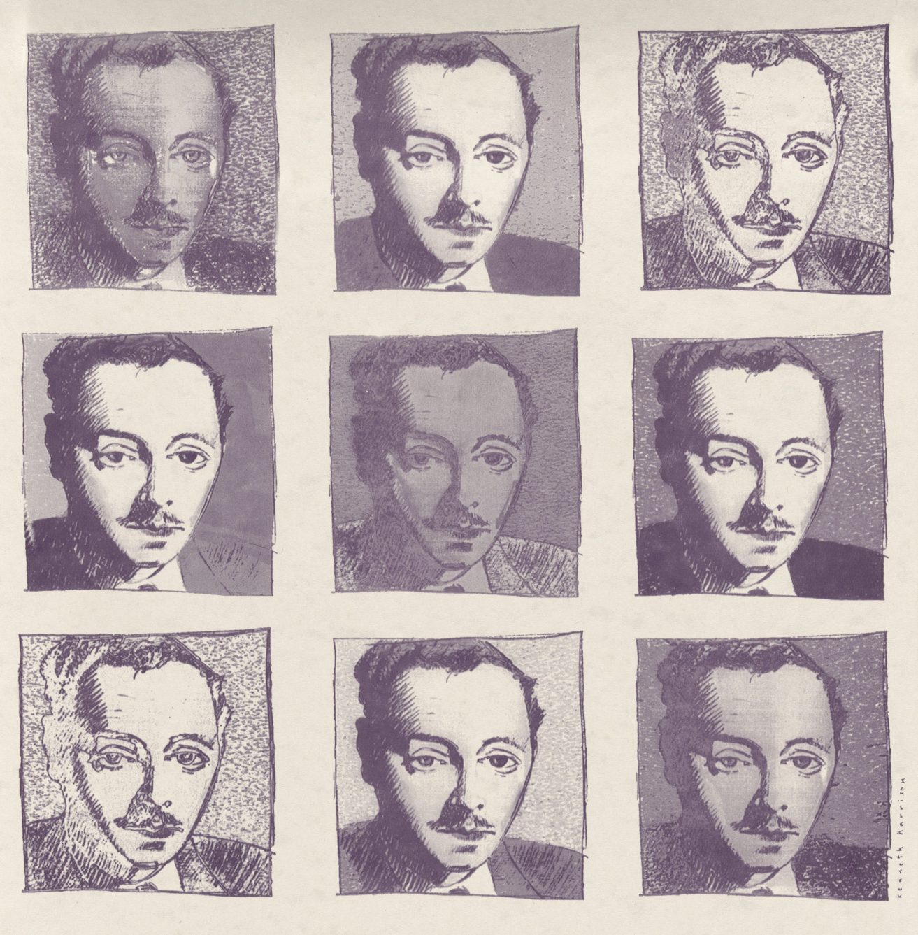 Illustration of the playwright from a Tennessee Williams Festival poster, by Kenneth Harrison, 2000.