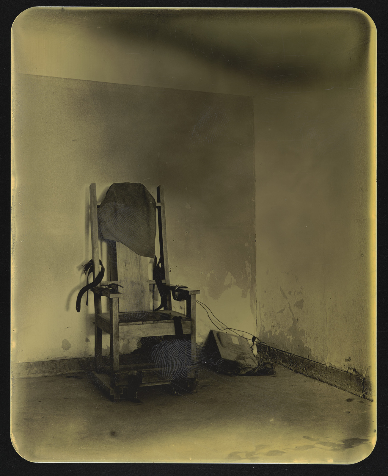 Photograph of a convict built replica of an electric chair dubbed "Old Sparky"