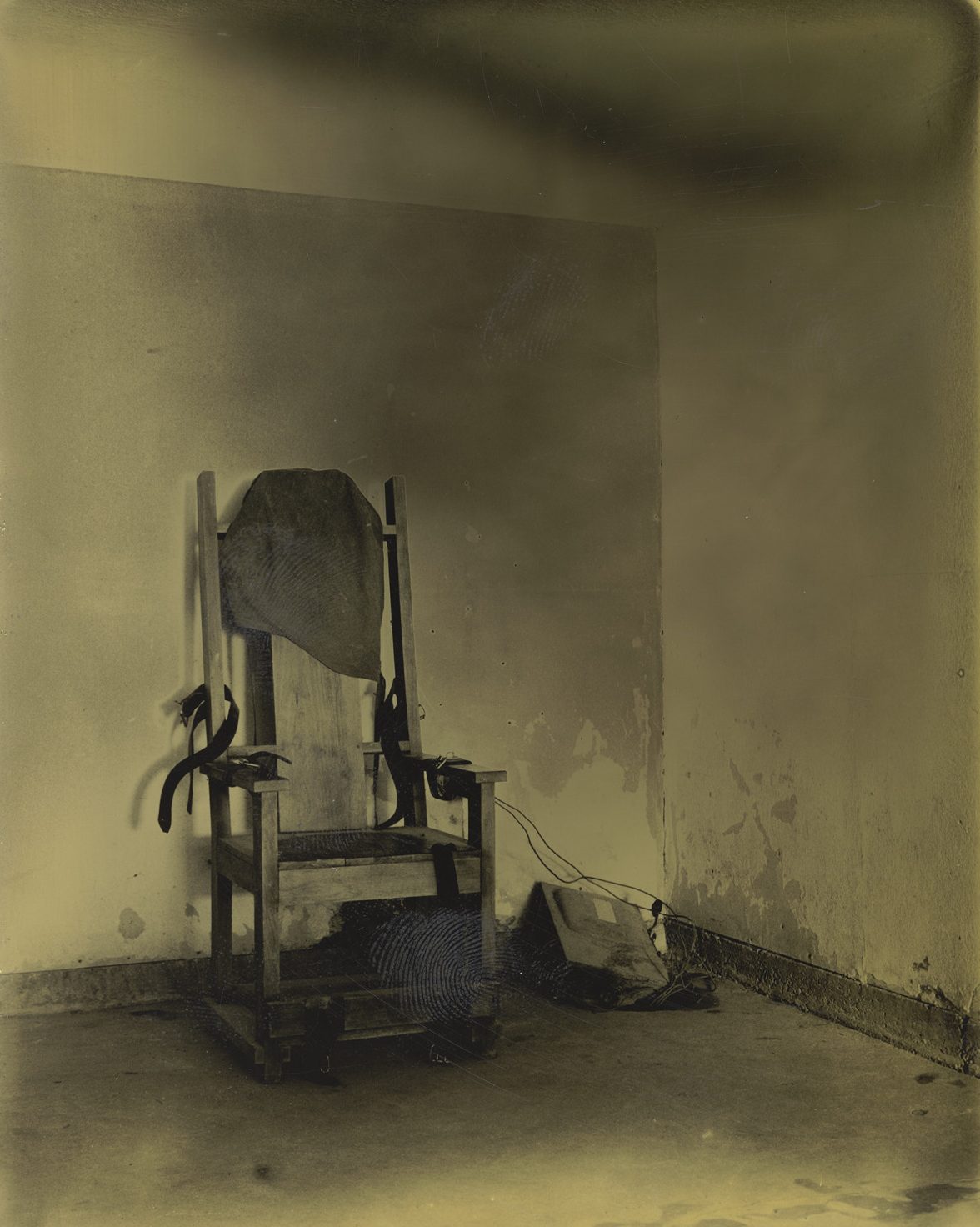 Photograph of a convict built replica of an electric chair dubbed "Old Sparky"