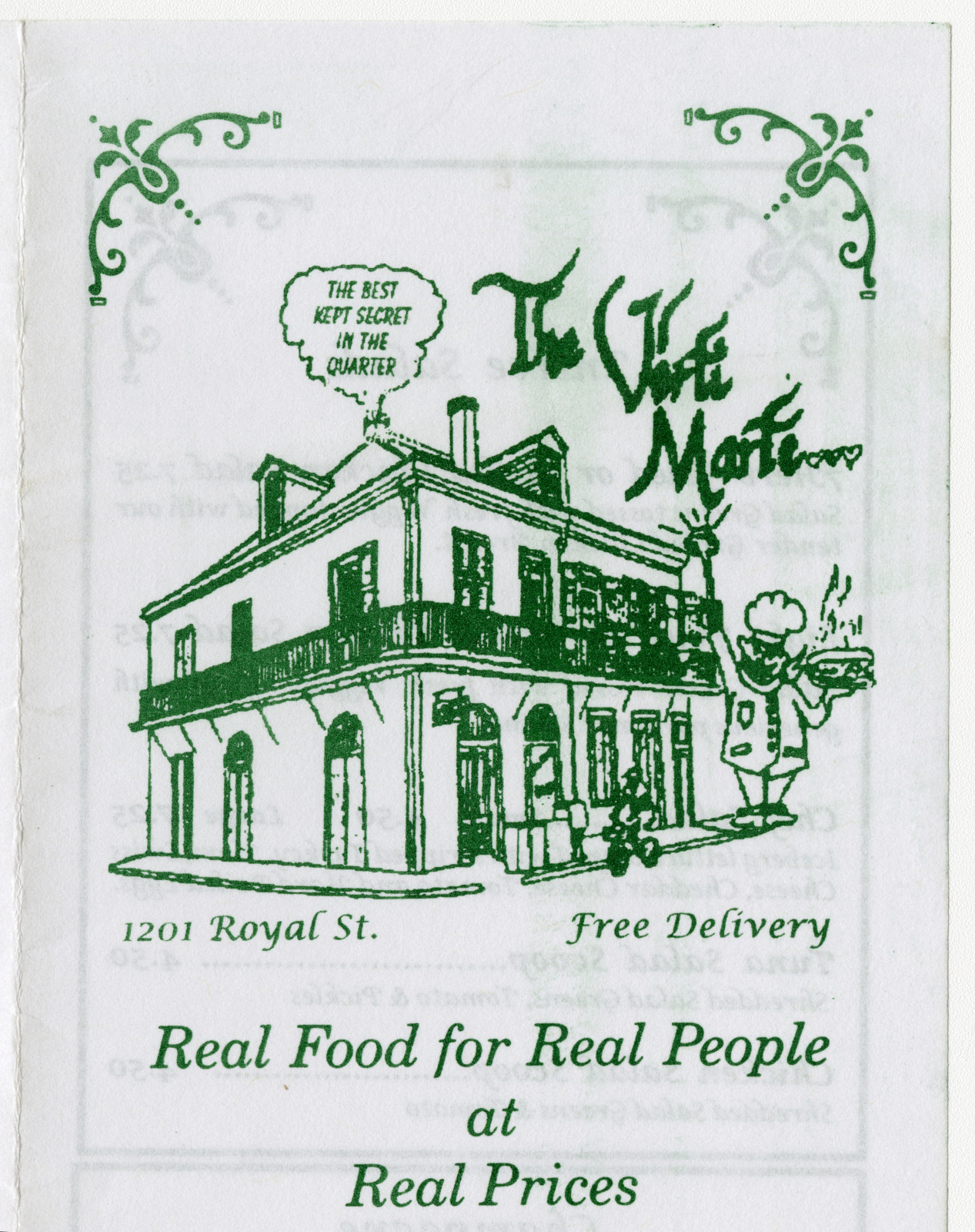 The cover of a Verti Marte menu from 2005.