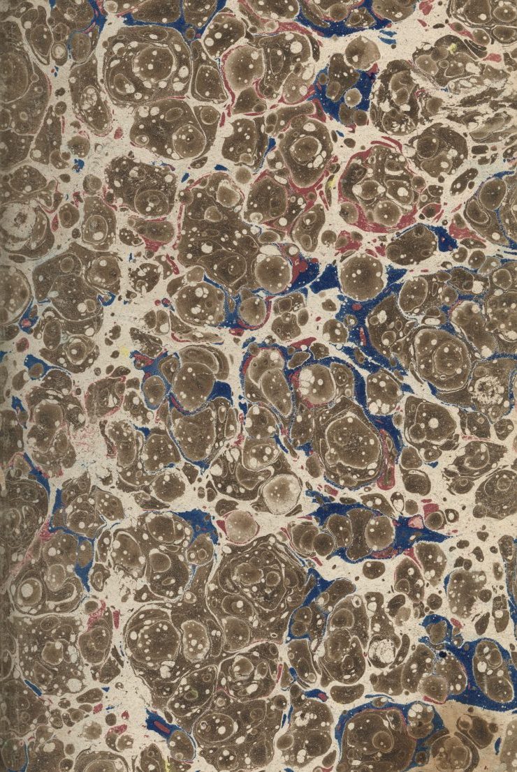 The inside back cover of the book volume for Le Spiritualiste shows a marbled printed pattern.